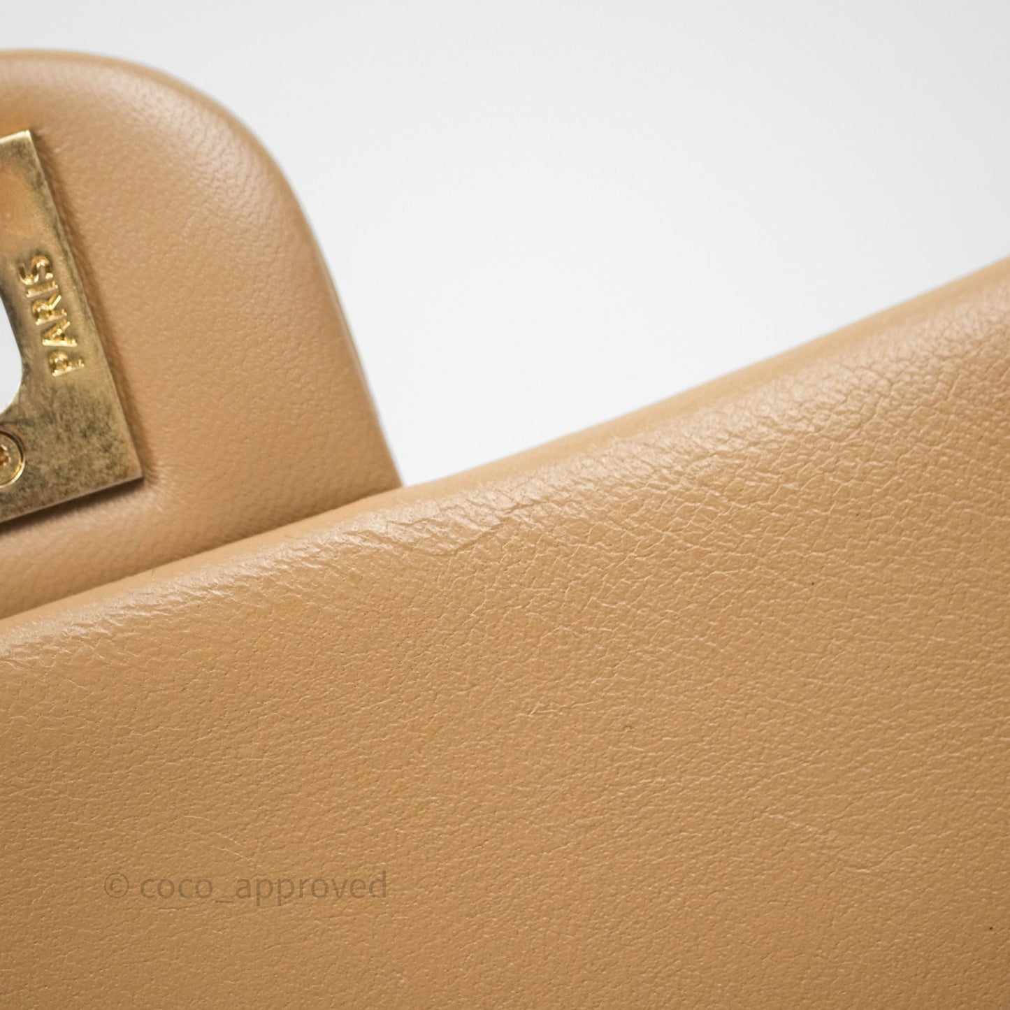 Chanel Mini Flap Bag With Heart CC Charm Dark Beige Lambskin Aged Gold Hardware