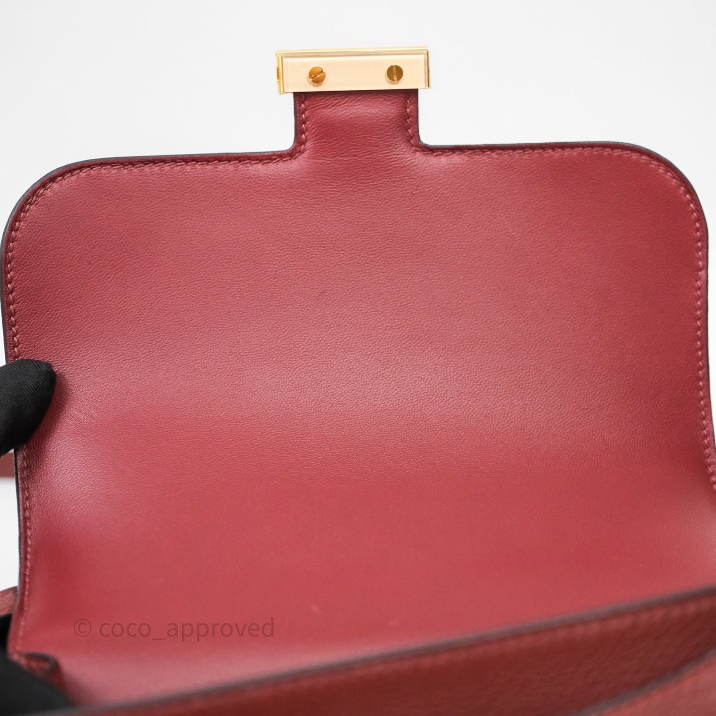 Hermès Mini Constance Rouge H Evercolor Gold Hardware