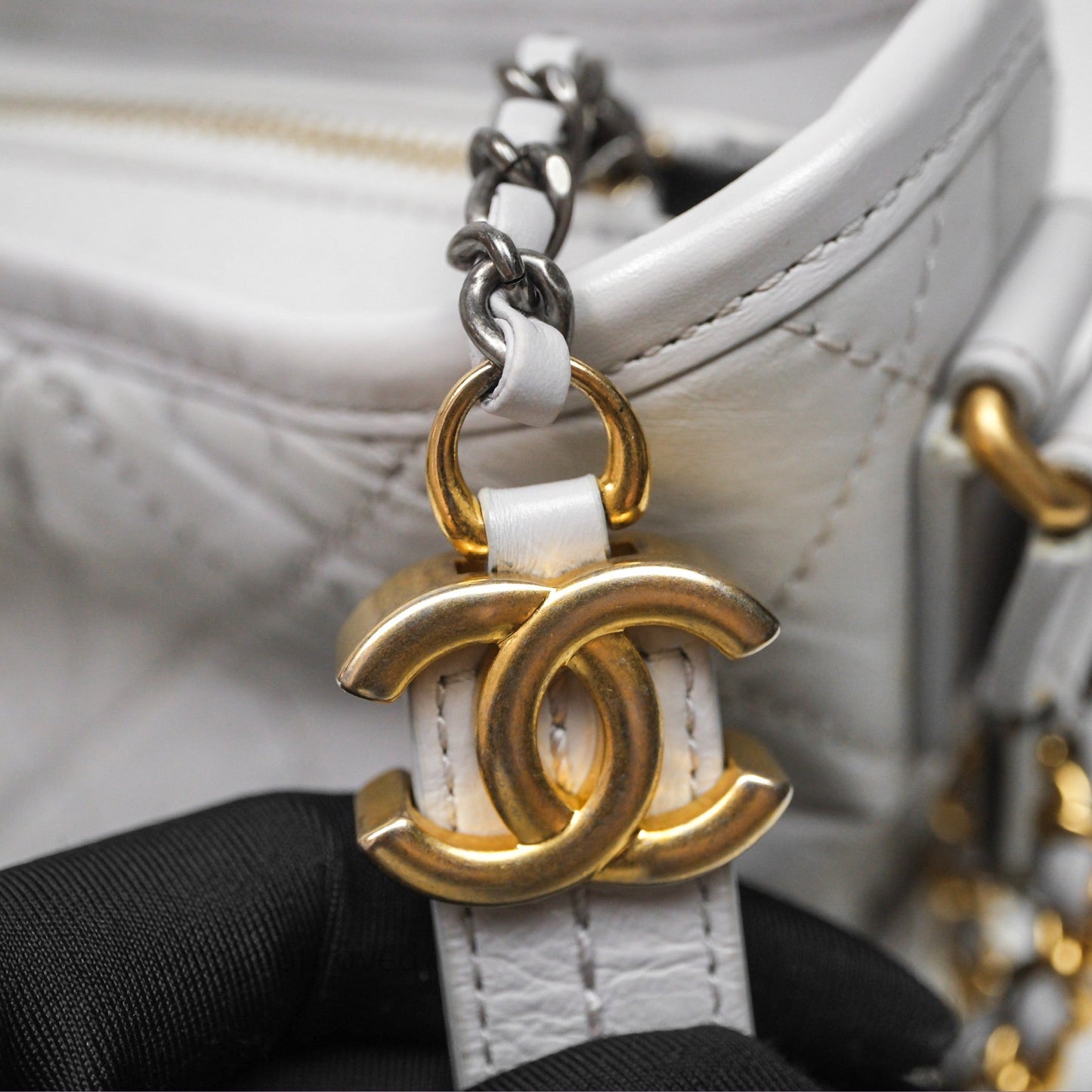 Chanel Small Gabrielle Hobo Quilted Grey Aged Calfskin