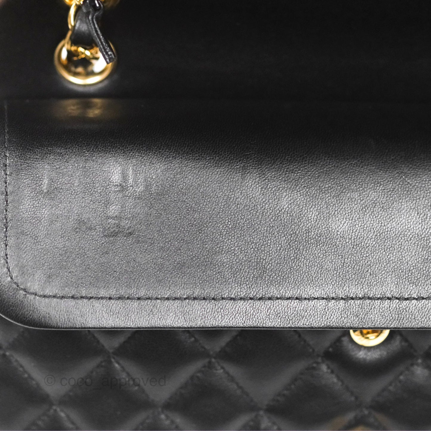 Chanel Classic M/L Medium Flap Quilted Black Lambskin Gold Hardware