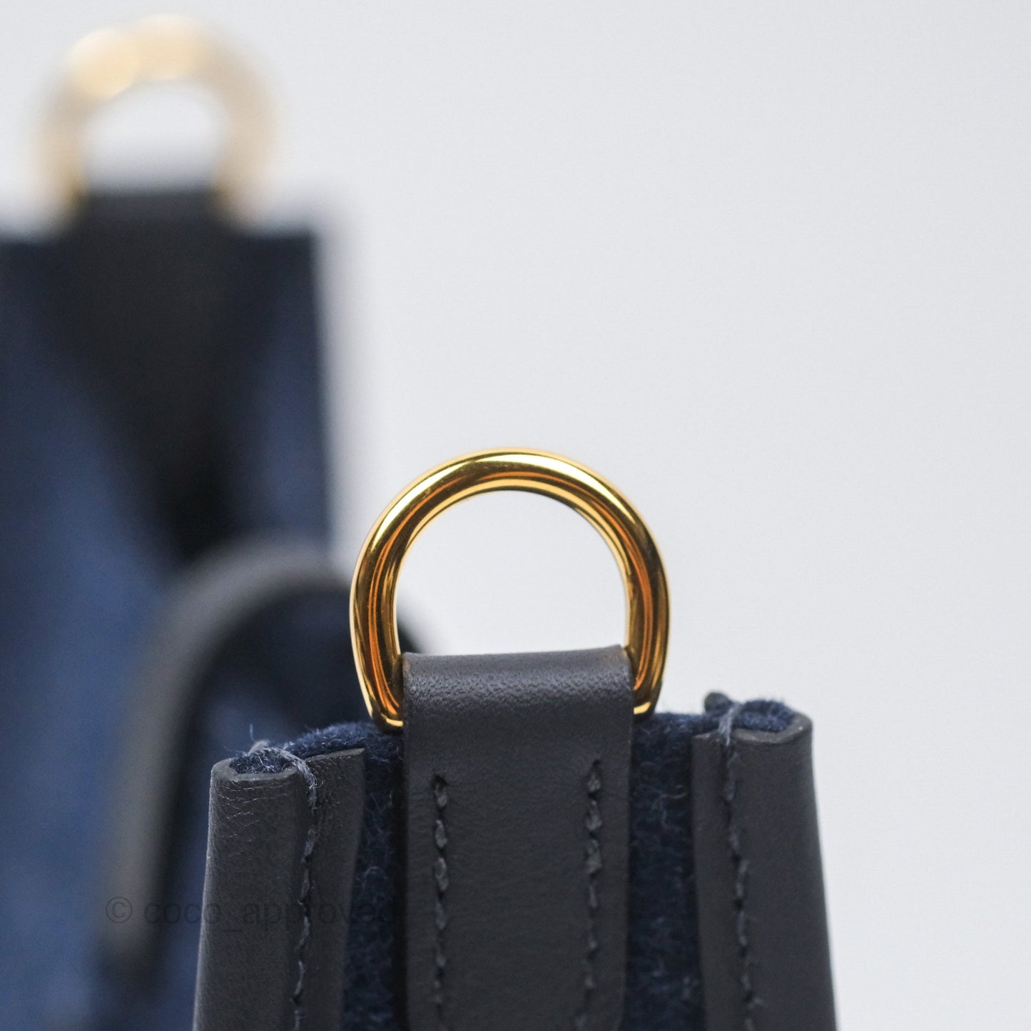 Hermès Mini Evelyne 16 Wooly Bleu Nuit 2Z / Swift Noir 89 Gold Hardware