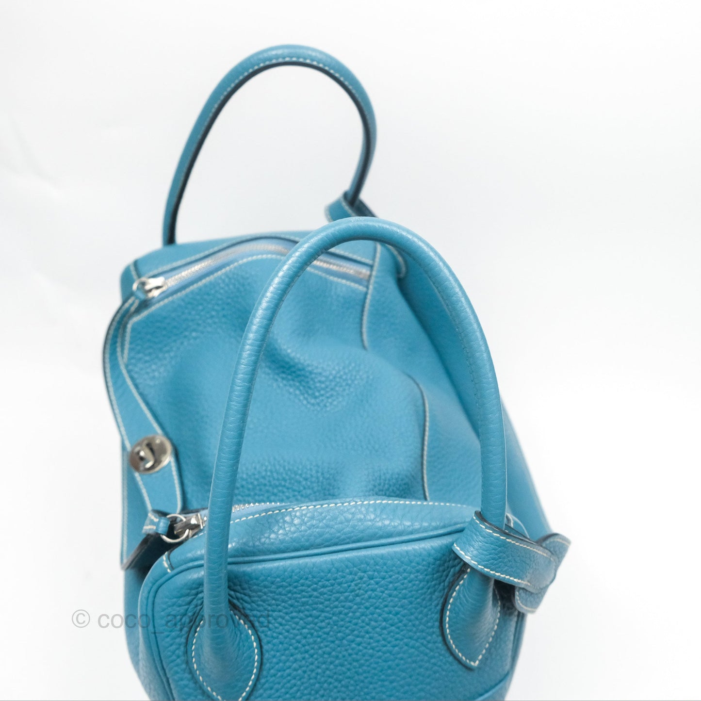 Hermès Lindy 34 Blue Jean Clemence Palladium Hardware