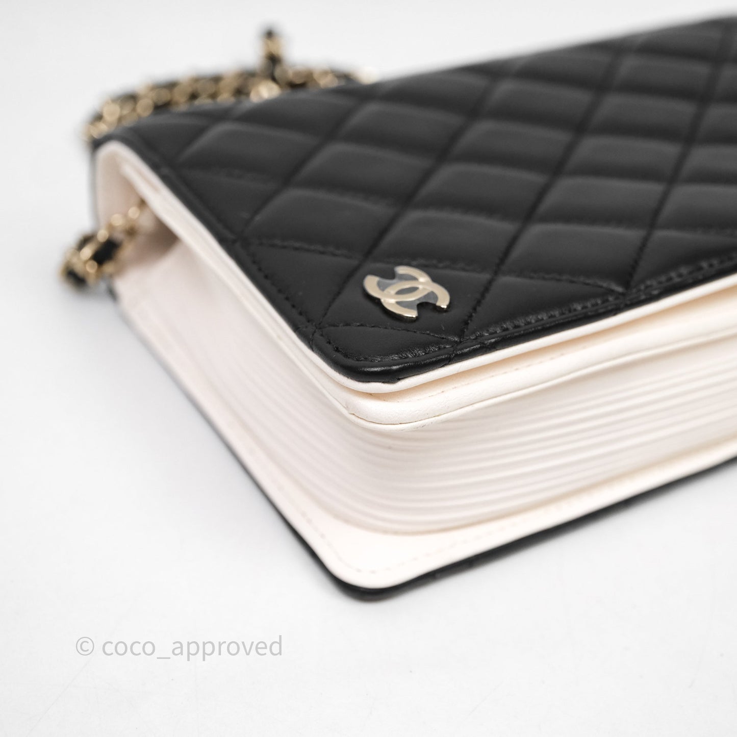 Chanel Quilted Book Wallet on Chain WOC Black Lambskin Gold Hardware