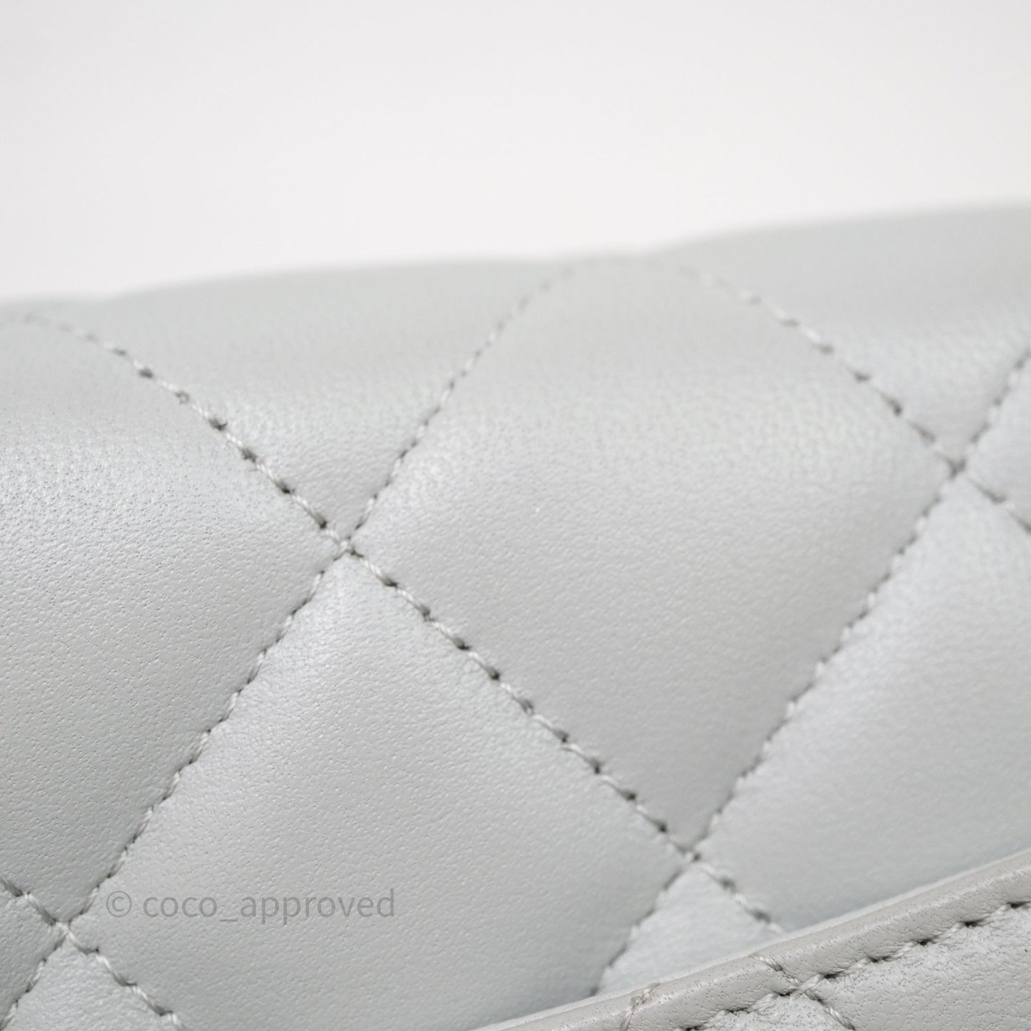 Chanel Classic Quilted Wallet on Chain WOC Grey Lambskin Gold Hardware