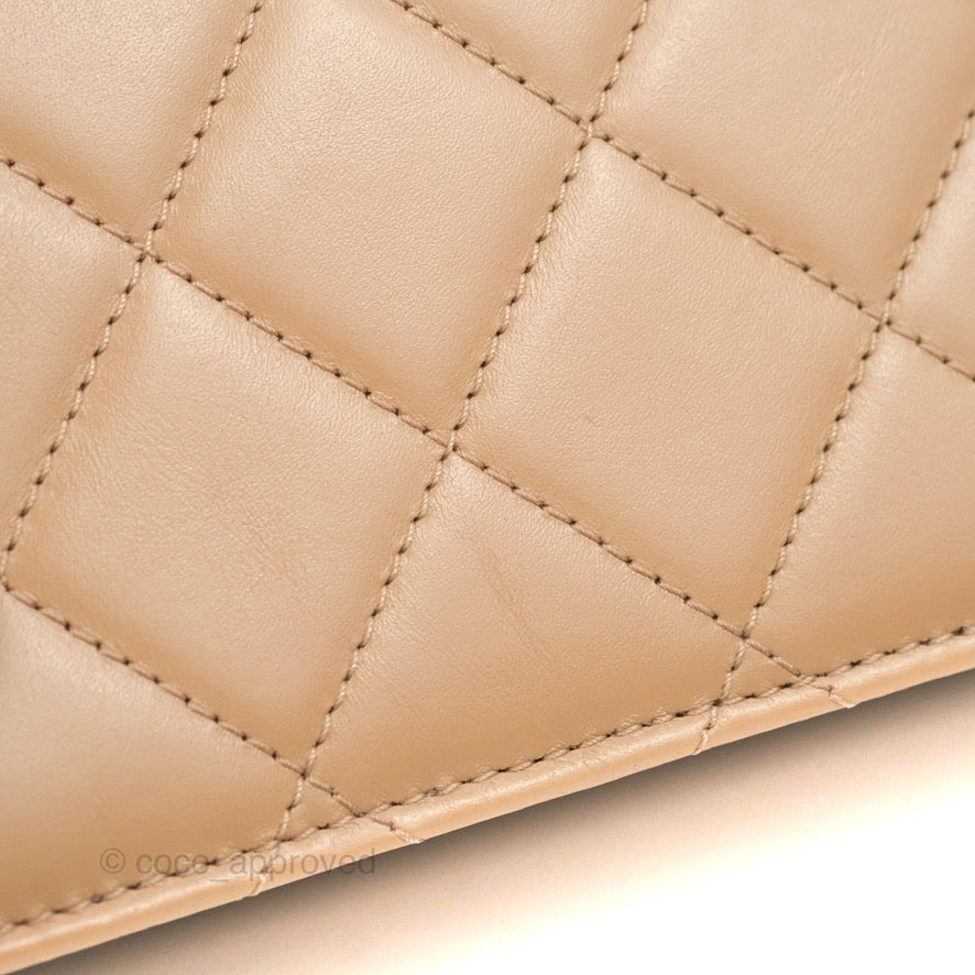 Chanel Quilted Perfect Fit Adjustable Beige Calfskin Gold Hardware 21A