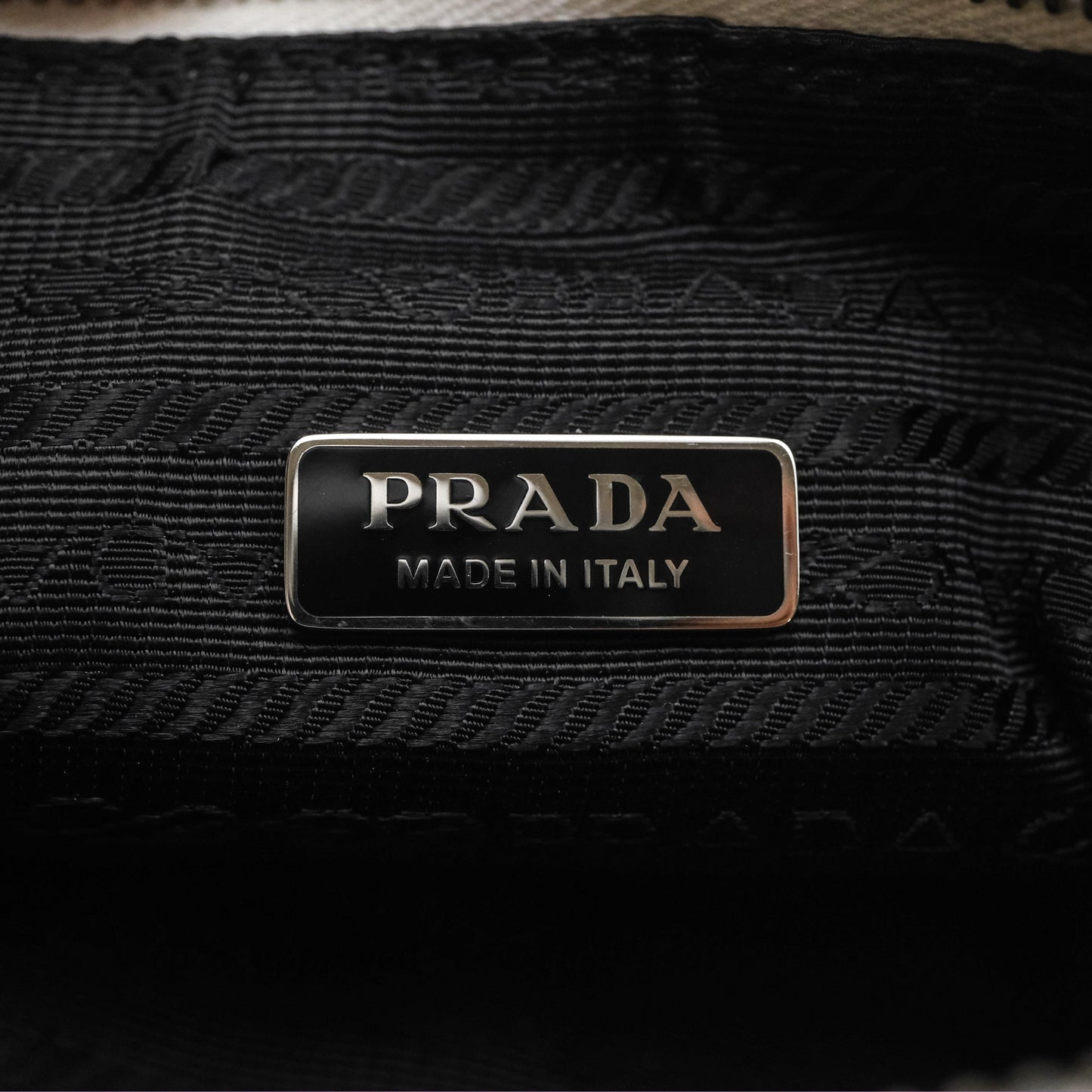Prada Spugna Triangle White Bag