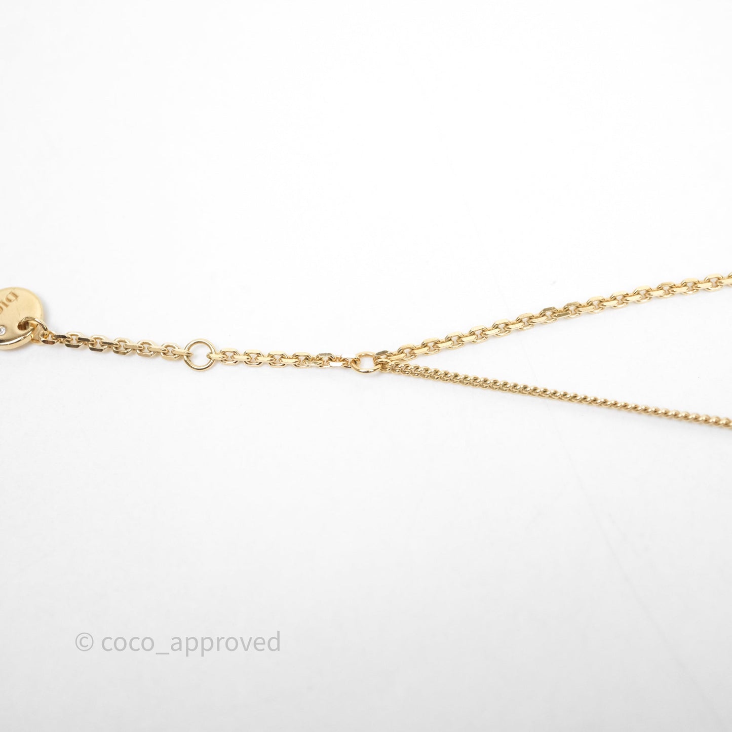 Christian Dior CD Petit Double Necklace Crystal Gold Tone