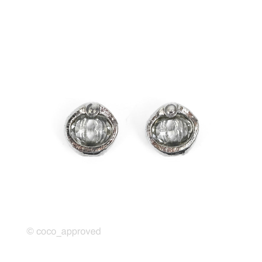 Chanel CC Oval Earrings Gun Metal 17S