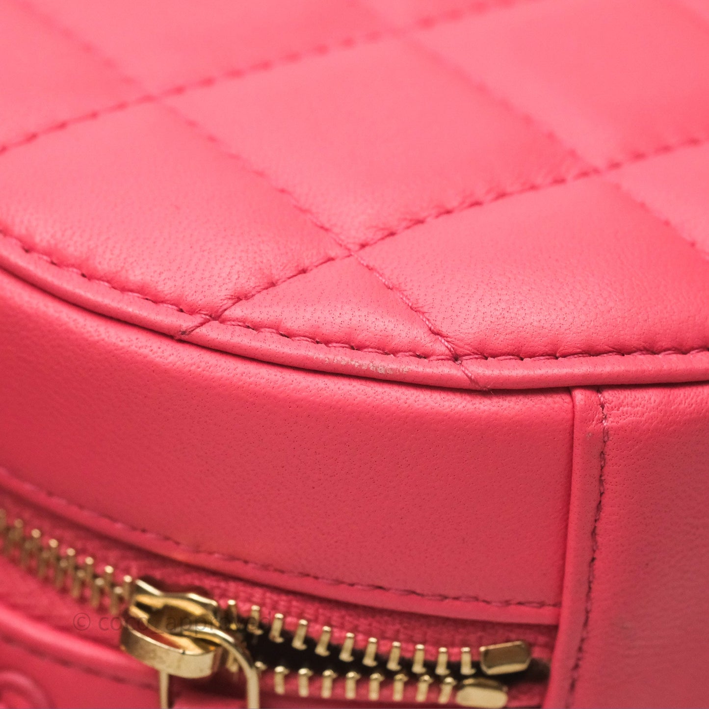 Chanel Quilted Pearl Crush Round Clutch With Chain Pink Lambskin Aged Gold Hardware