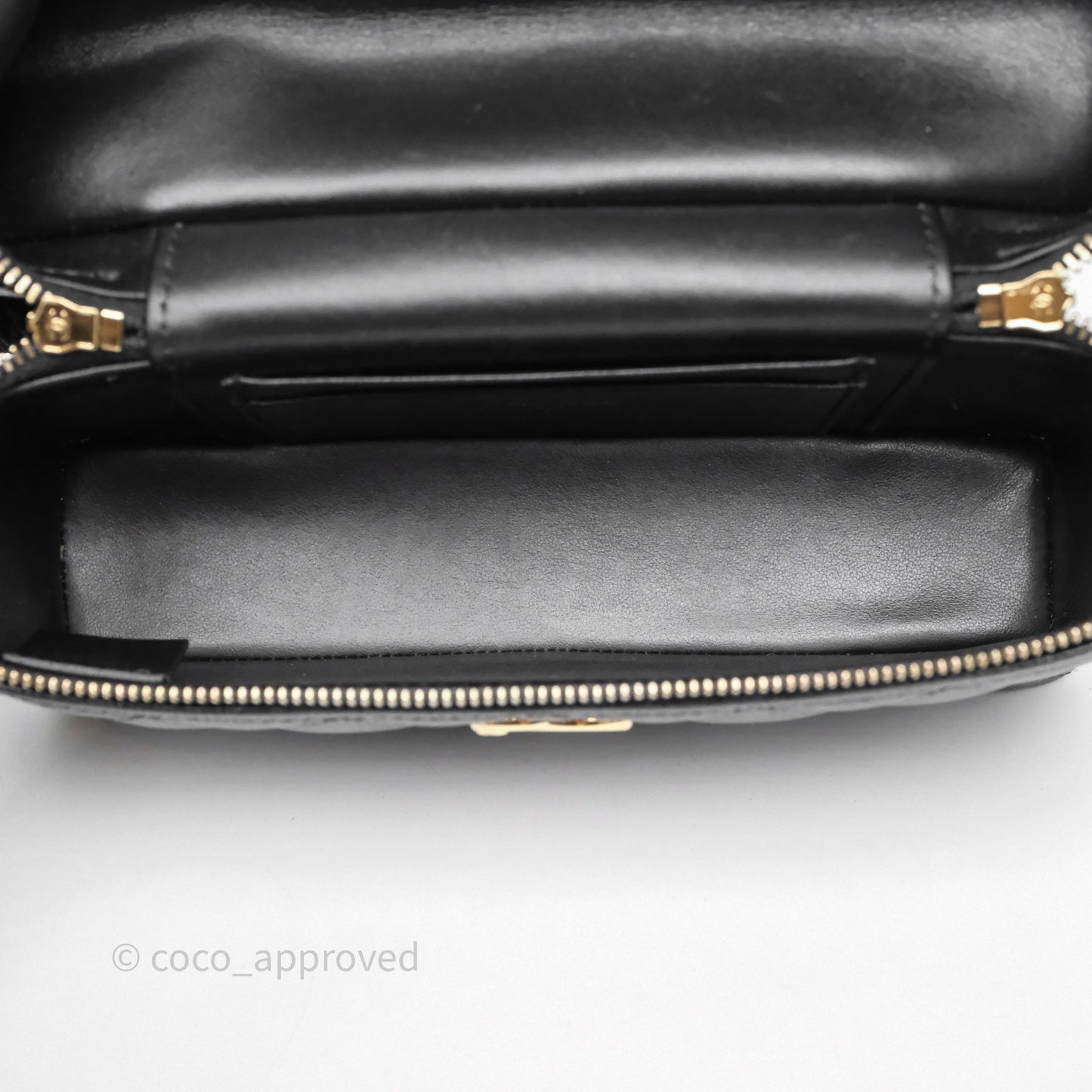 Chanel Top Handle Long Vanity with Chain Black Caviar Gold Hardware 25C