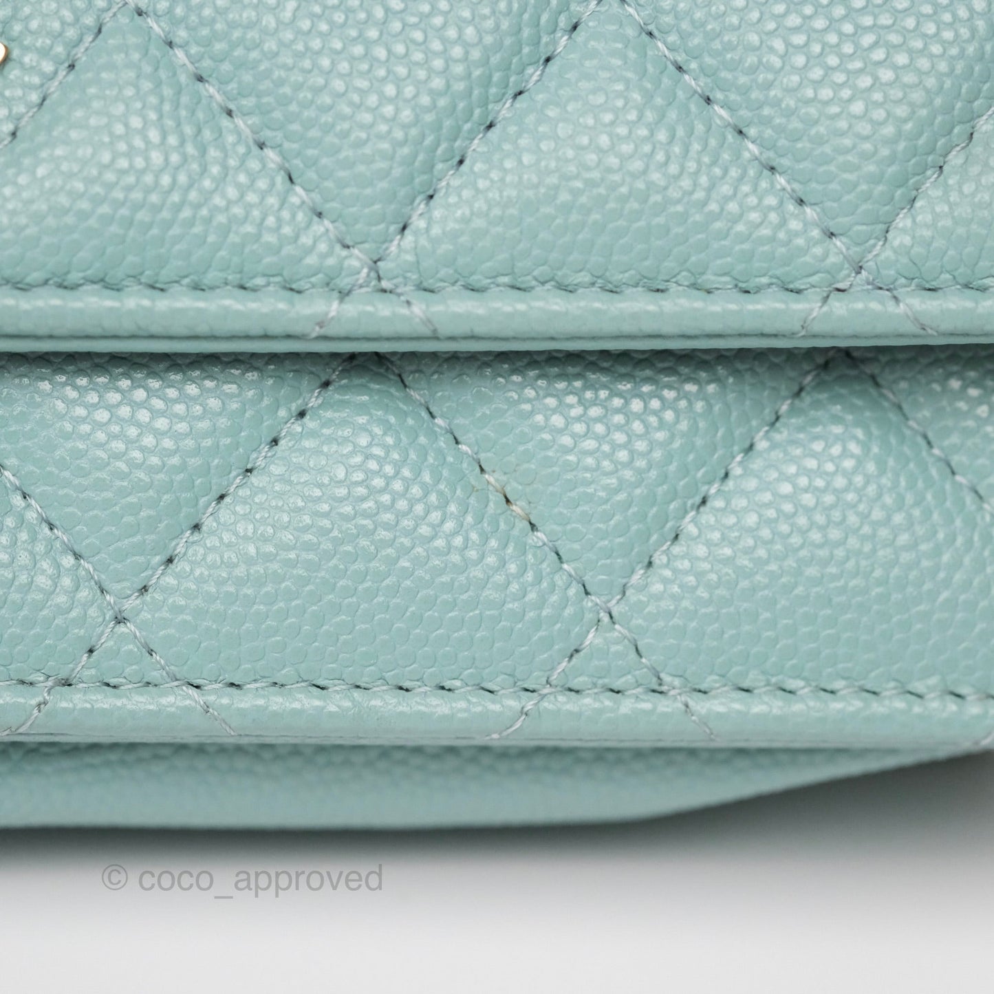 Chanel Quilted Classic Wallet On Chain WOC Tiffany Blue Caviar Gold Hardware