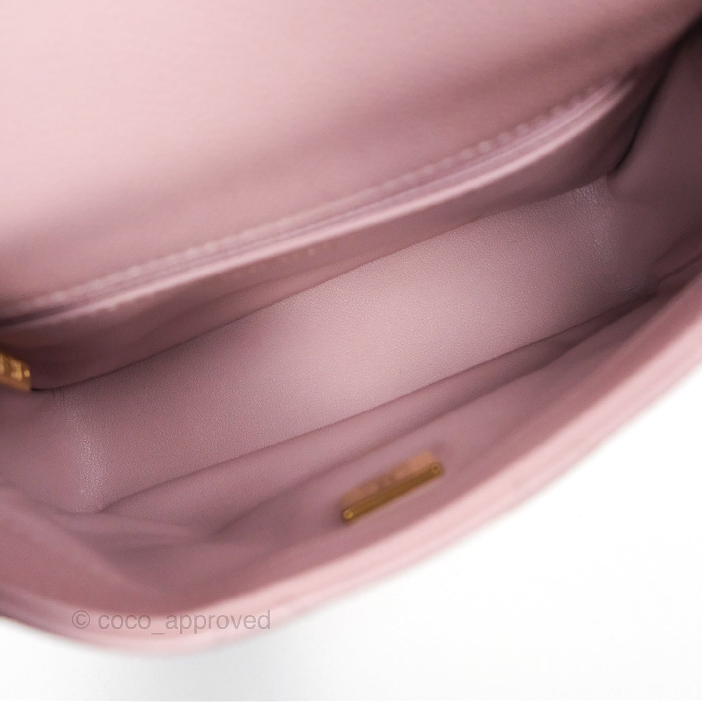 Chanel Mini Flap Bag Heart Adjustable Chain Dusty Pink Caviar Aged Gold Hardware