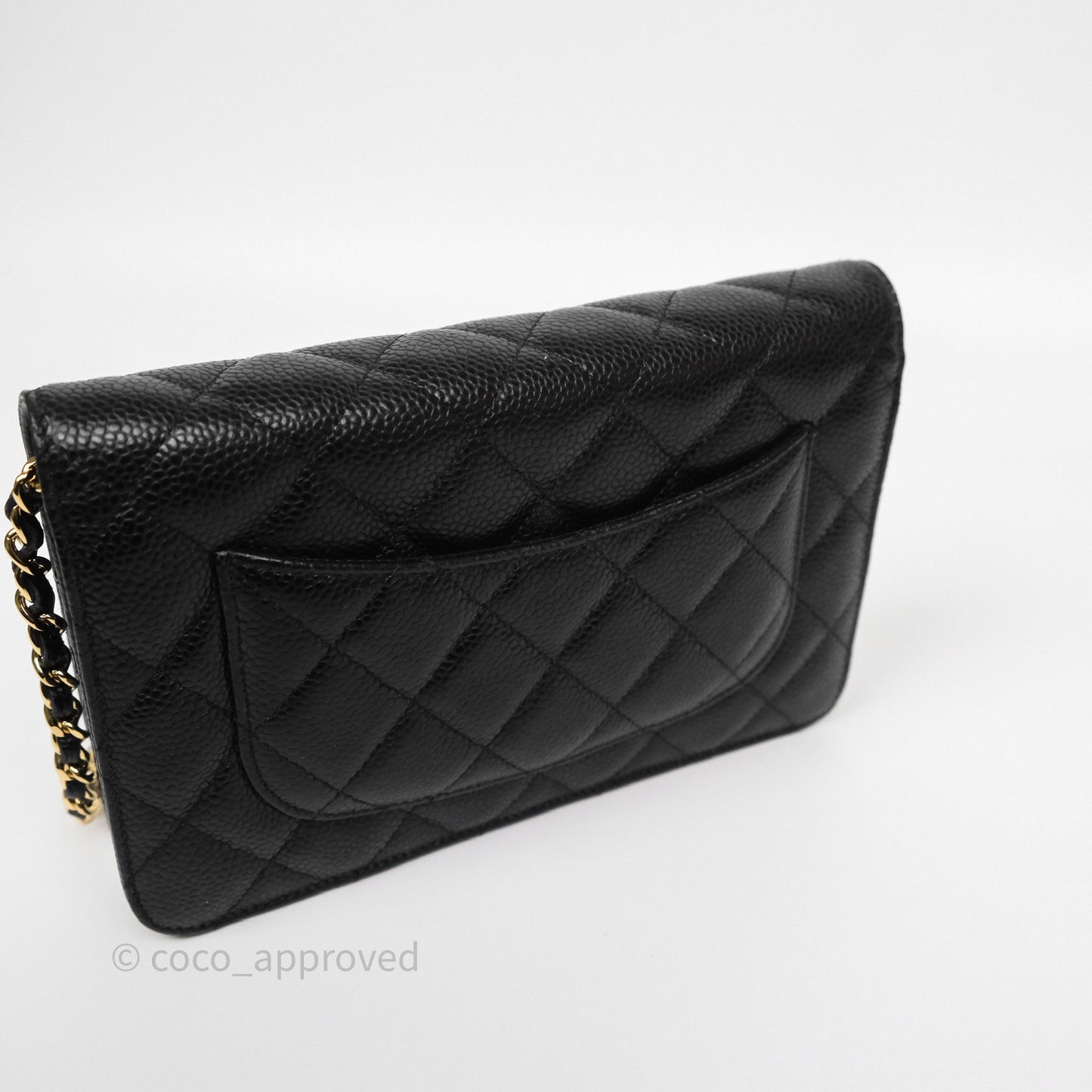 Chanel Classic Wallet On Chain WOC Quilted  Black Caviar Gold Hardware