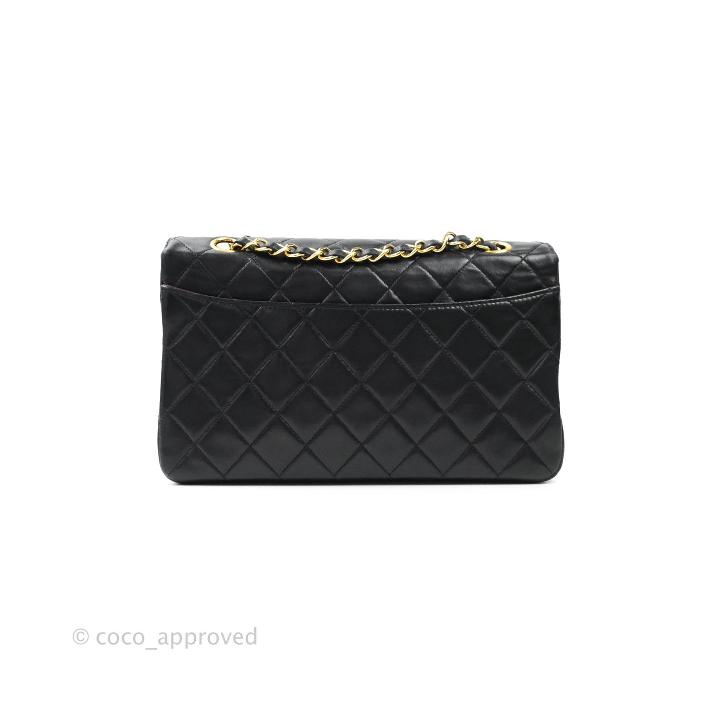 Chanel Vintage Flap Bag with Purse Pouch Black Lambskin 24K Gold Hardware