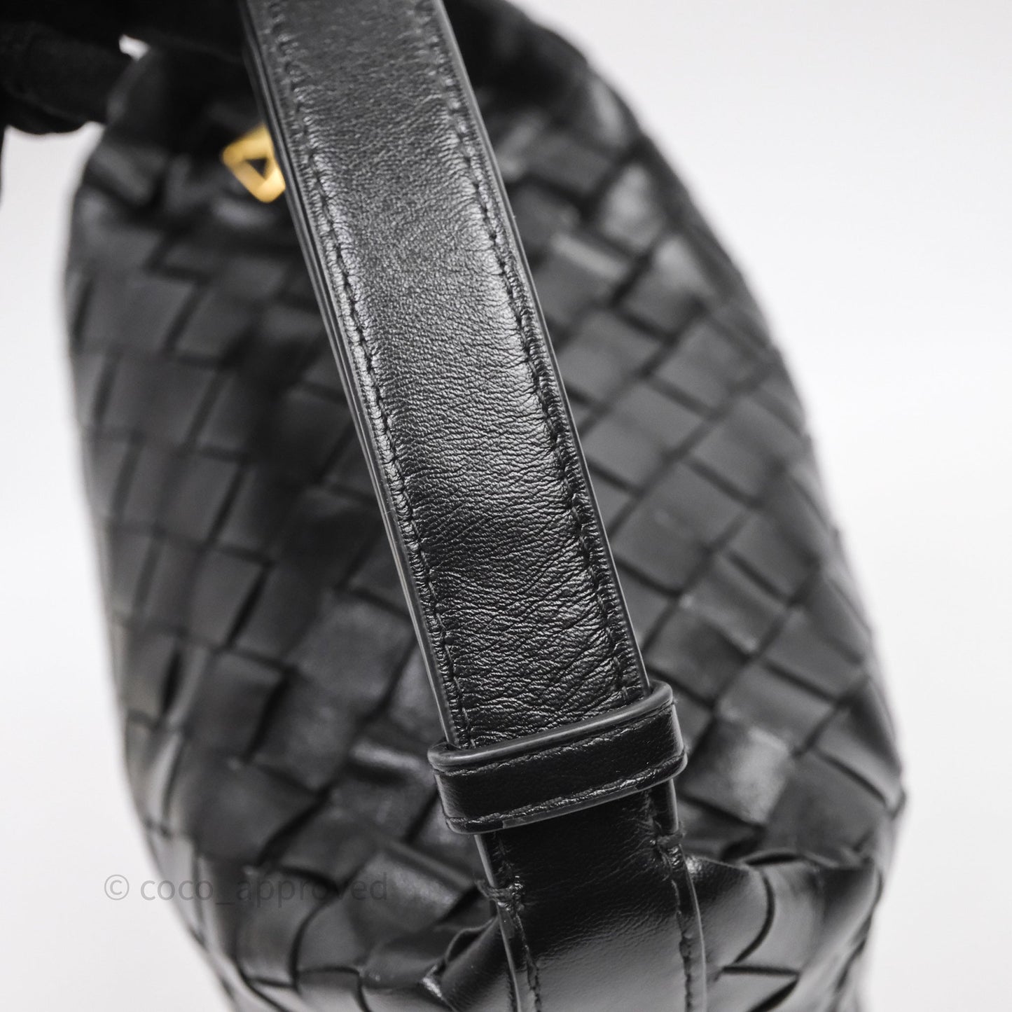 Bottega Veneta Mini Wallace Intrecciato Black Gold Hardware