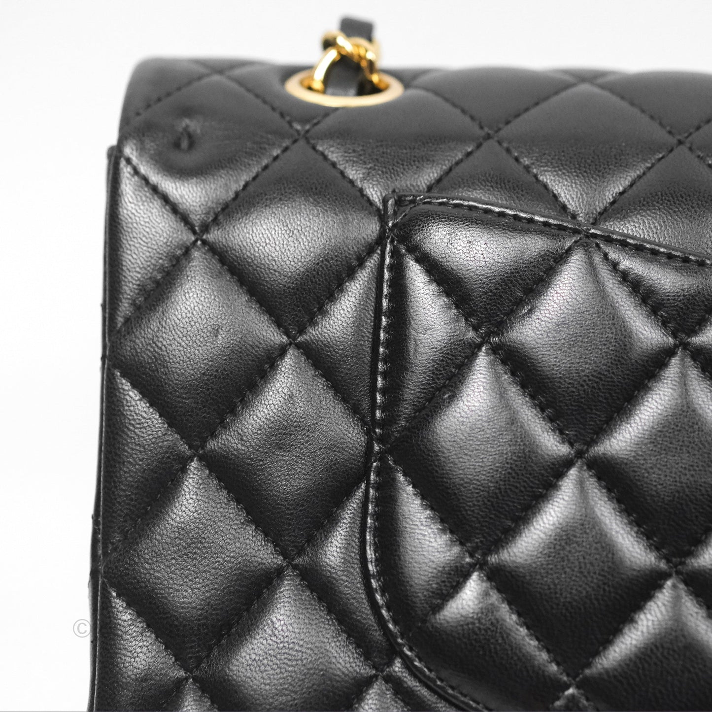 Chanel Classic M/L Medium Flap Quilted Black Lambskin Gold Hardware
