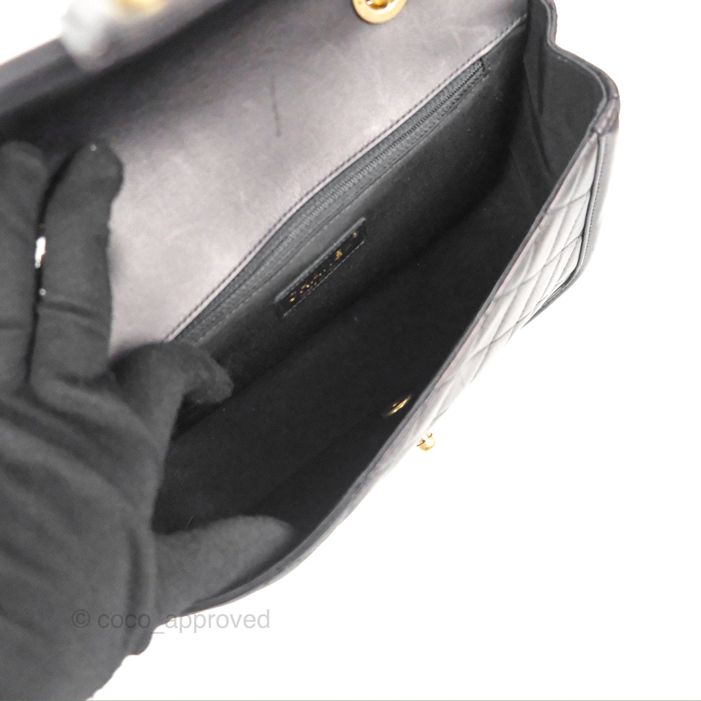 Chanel Quilted Medium Elegant CC Flap Black Lambskin Gold Hardware