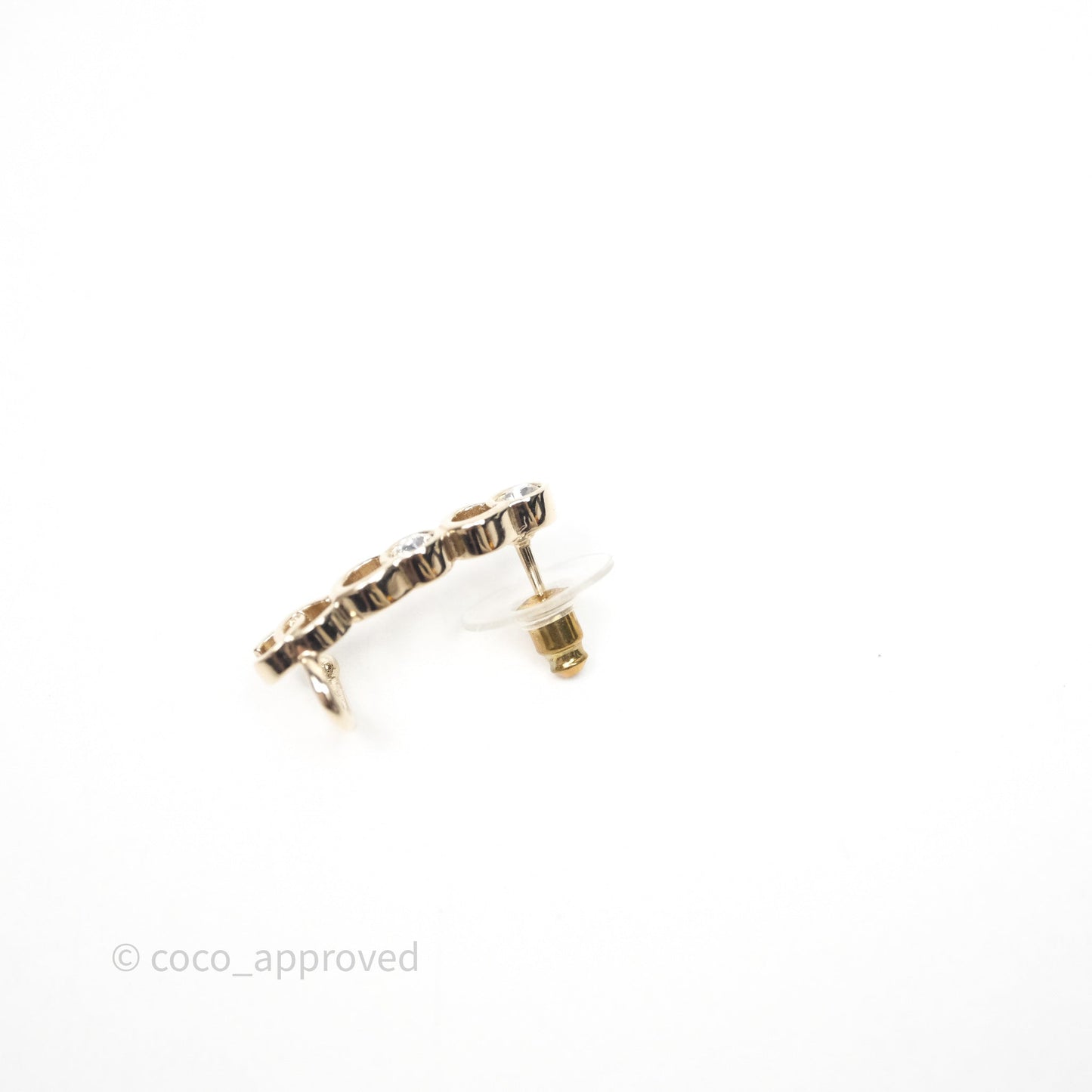 Chanel CC Coco Crystal Earrings Ear Cuff Gold Tone 22P