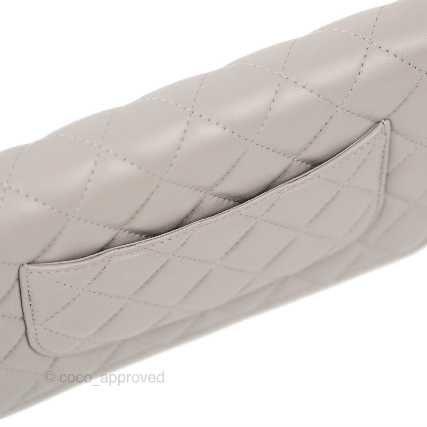 Chanel Quilted Pearl Crush Wallet on Chain WOC Light Grey Lambskin Aged Gold Hardware