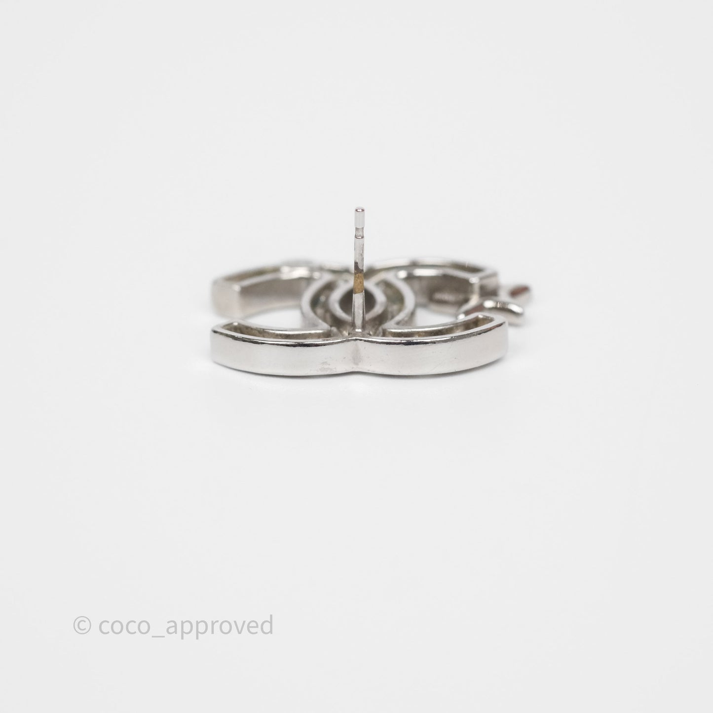 Chanel Crystal CC Star Earrings Silver Tone 20P