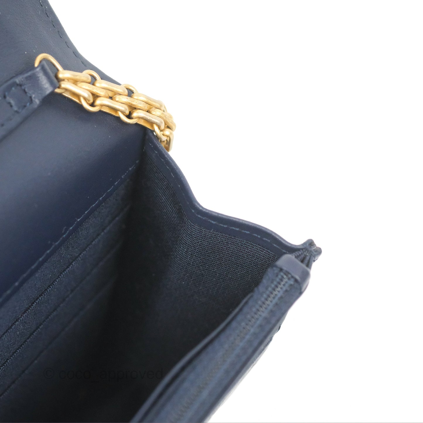 Chanel Quilted Reissue Wallet On Chain WOC Navy Aged Calfskin Gold Hardware