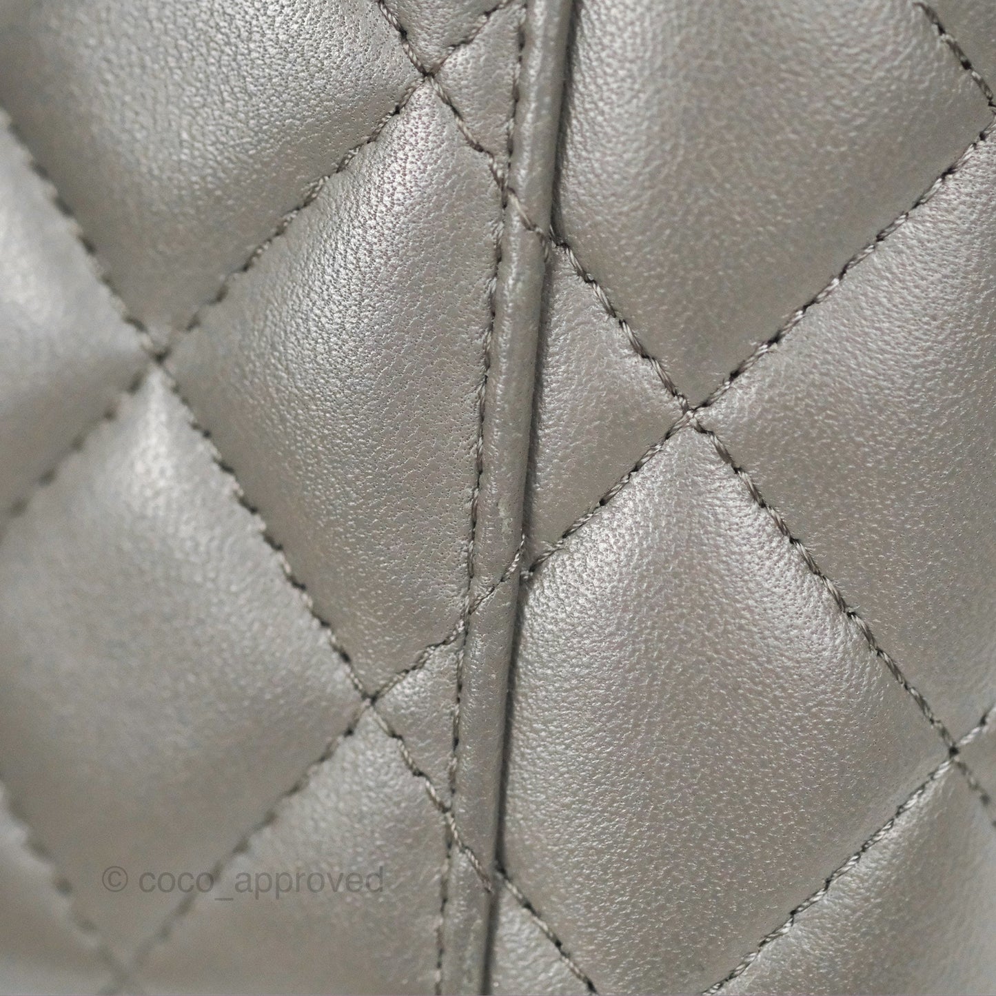 Chanel Vanity Rectangular Top Handle Dark Grey Lambskin Gold Hardware