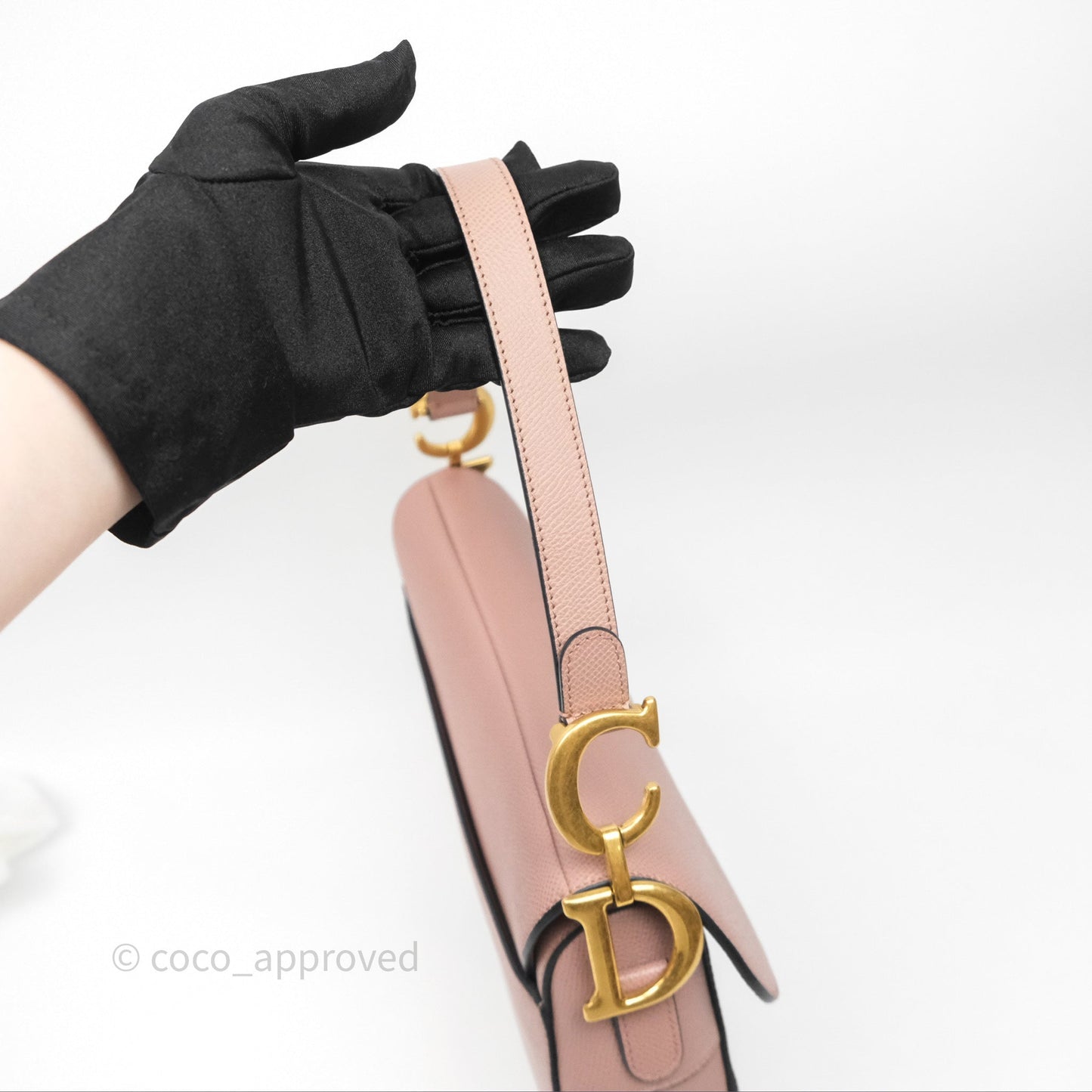 Christian Dior Saddle Bag Dusty Pink Grained Calfskin Gold Hardware