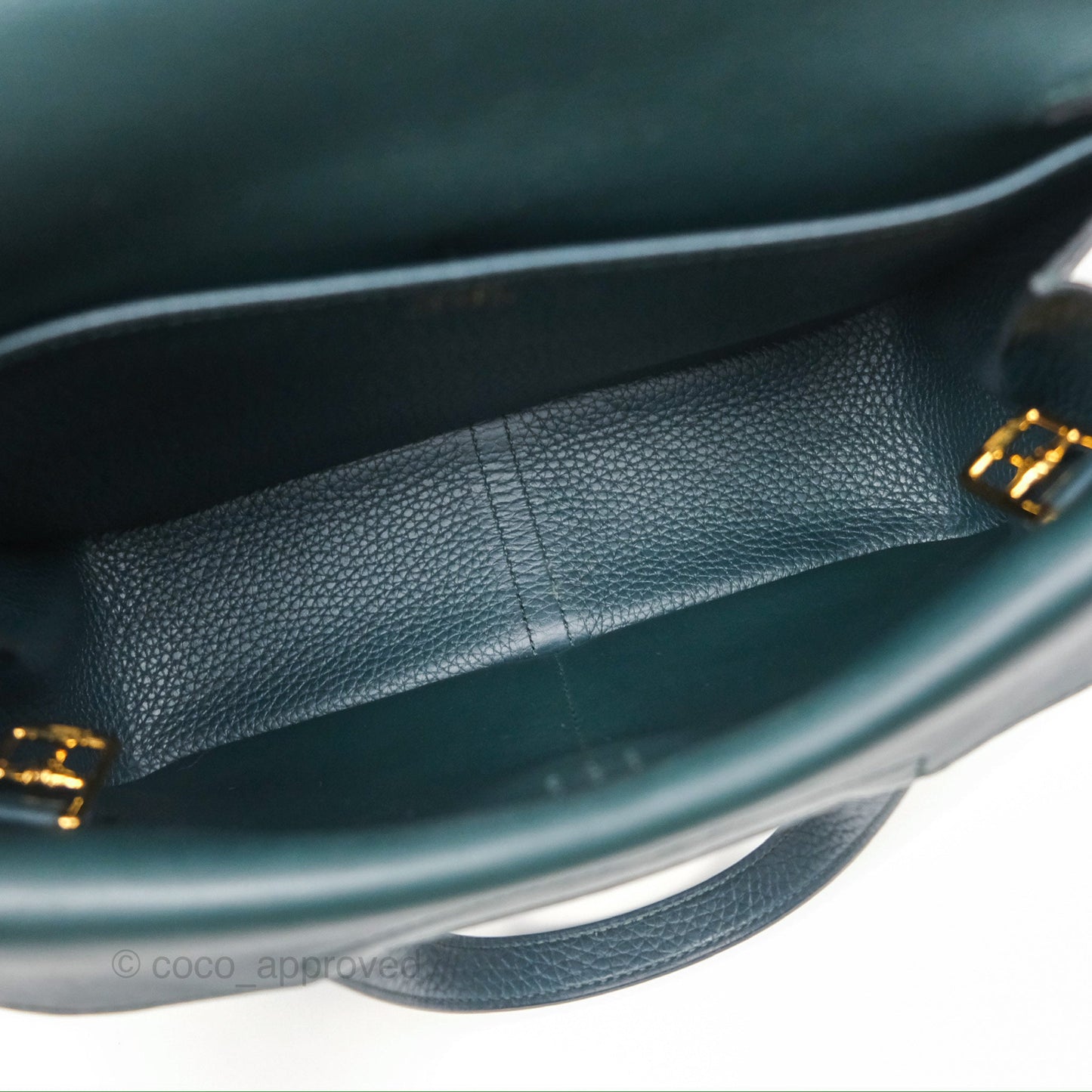 Hermès Halzan 25 Taurillon Clemence 60 Vert Cypres Gold Hardware