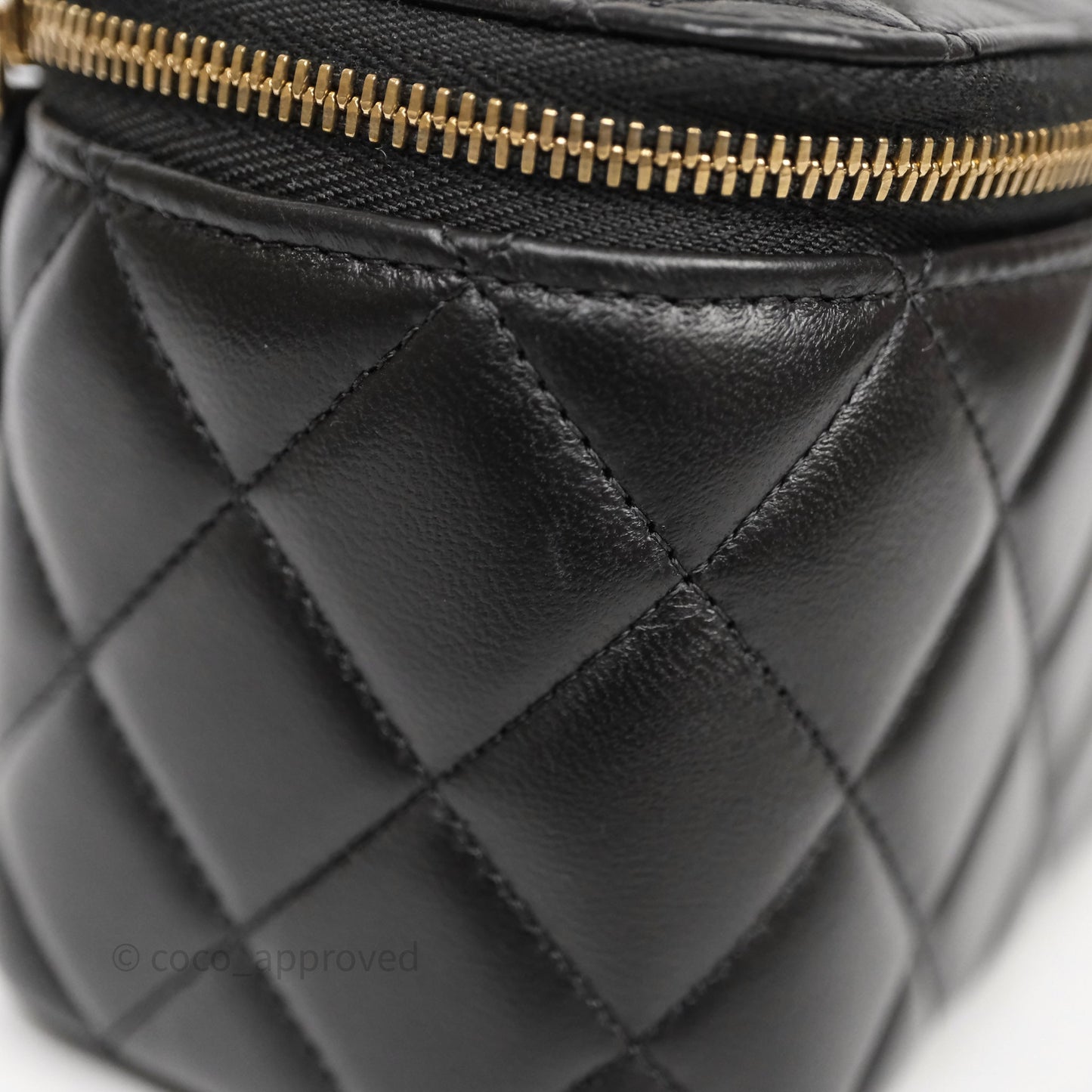 Chanel Top Handle Vanity Rectangular Black Lambskin Aged Gold Hardware