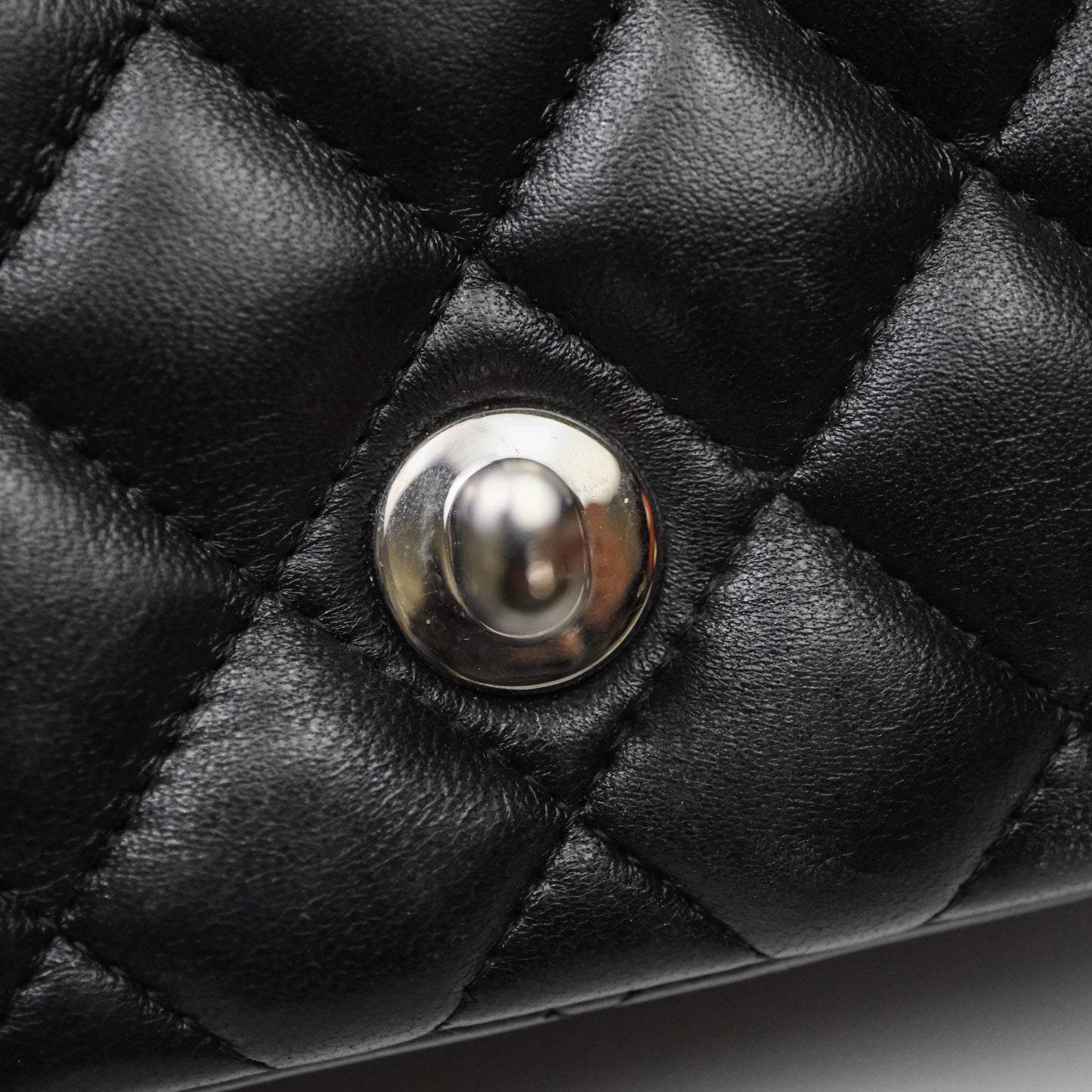 Chanel Mini Square Quilted Black Lambskin Silver Hardware