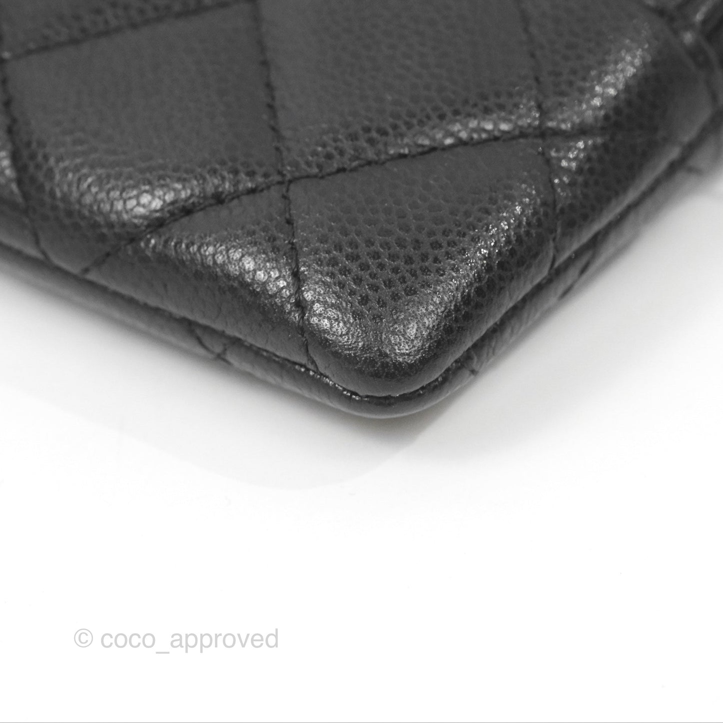 Chanel Zipped Coin Purse Card Holder Black Caviar Gold Hardware