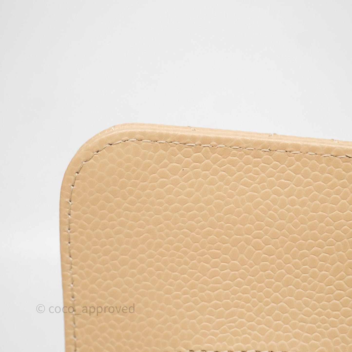 Chanel Small Classic Flap Quilted Beige Caviar Gold Hardware