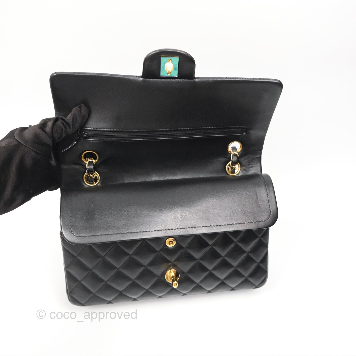 Chanel Classic M/L Medium Flap Quilted Black Lambskin 24K Gold Hardware