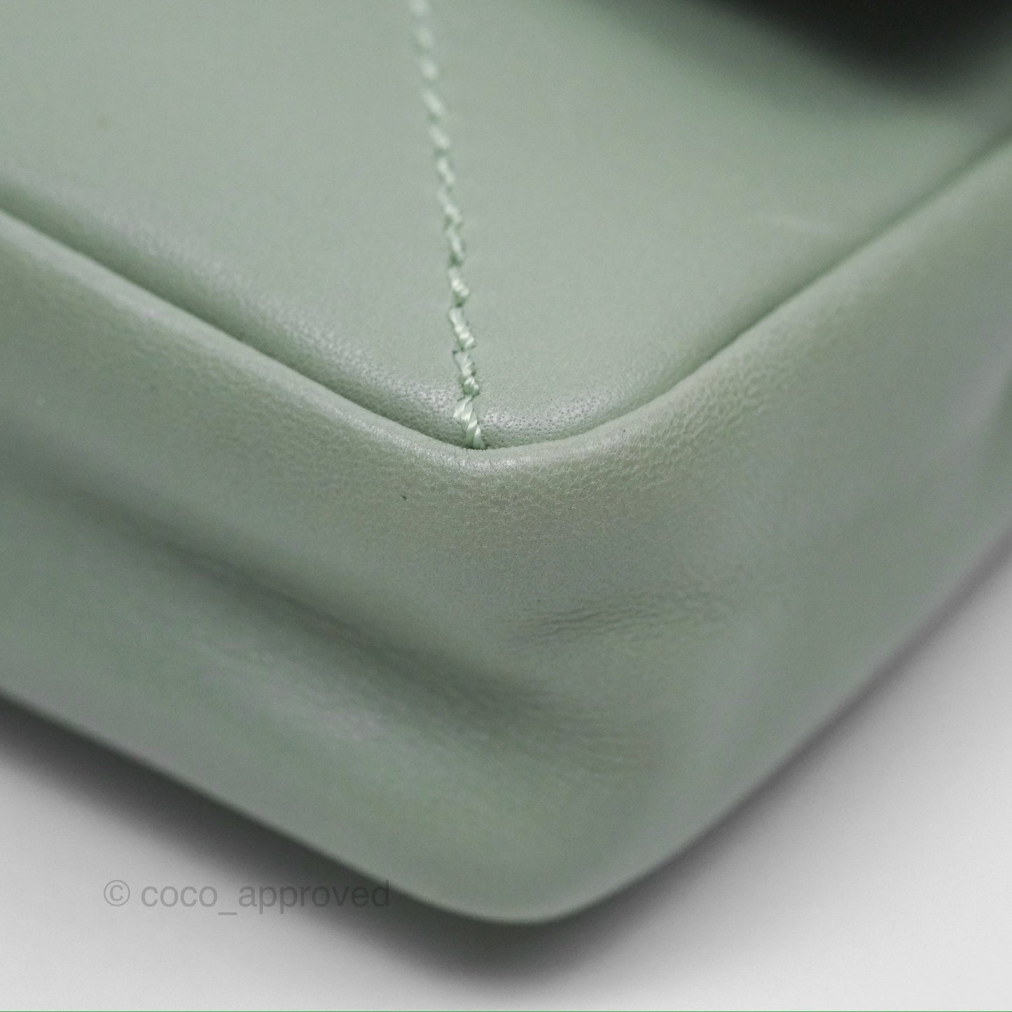 Chanel CC East West Flap Bag Lambskin Mint Green Silver Hardware
