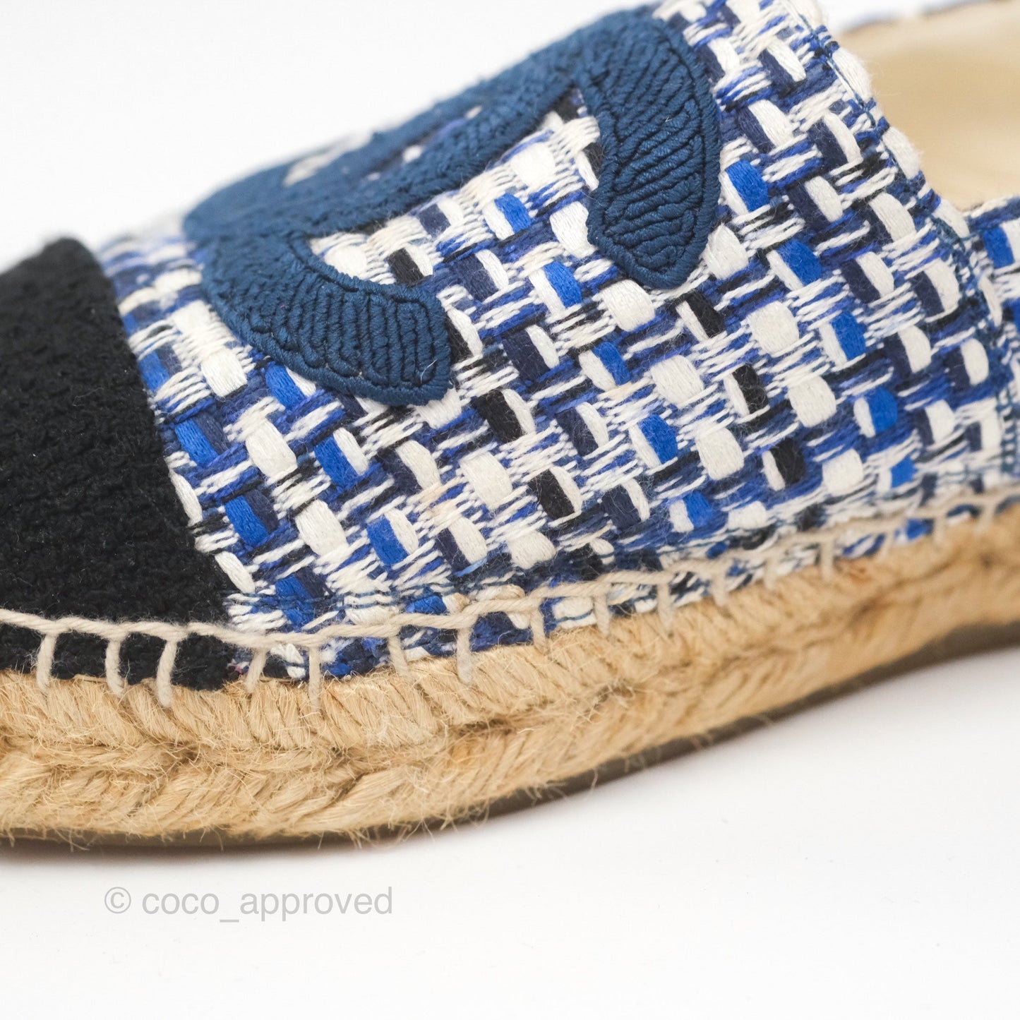 Chanel Espadrille Blue Tweed Size 38