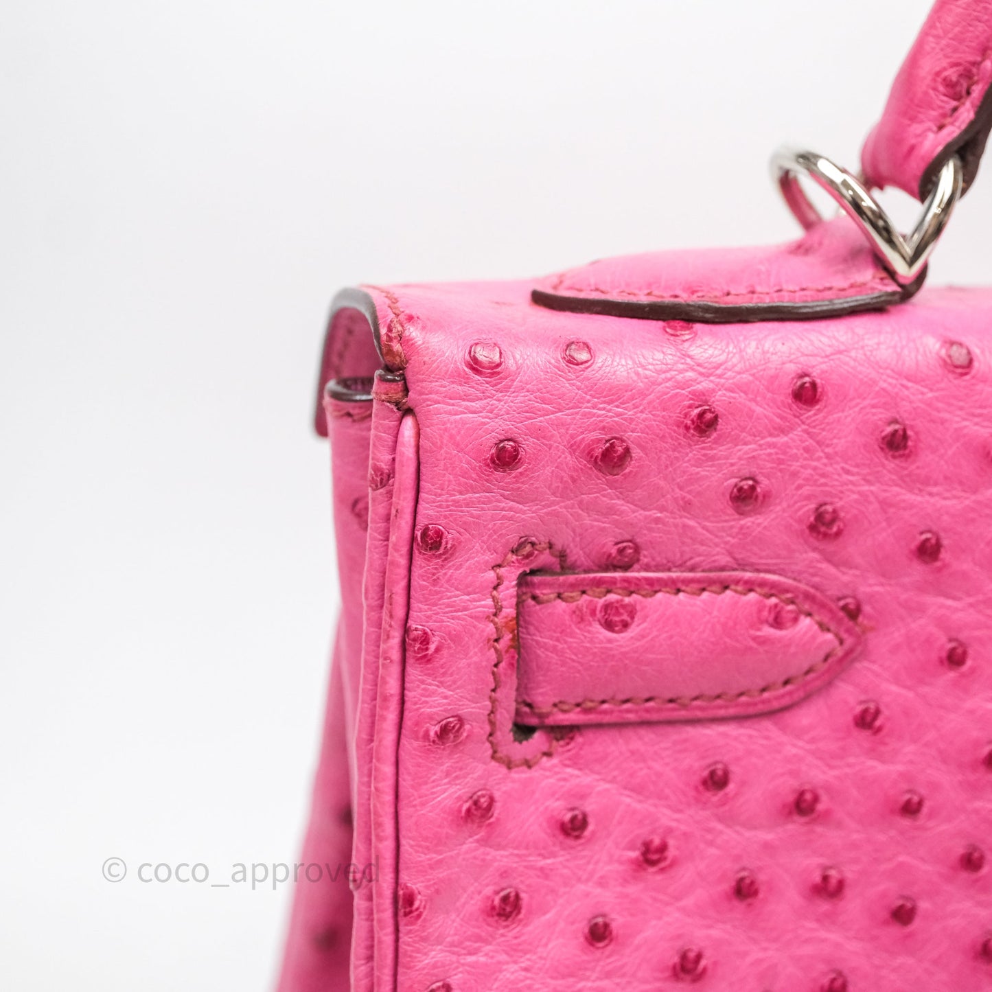 Hermes Kelly 32 Fuchsia Ostrich Palladium Hardware
