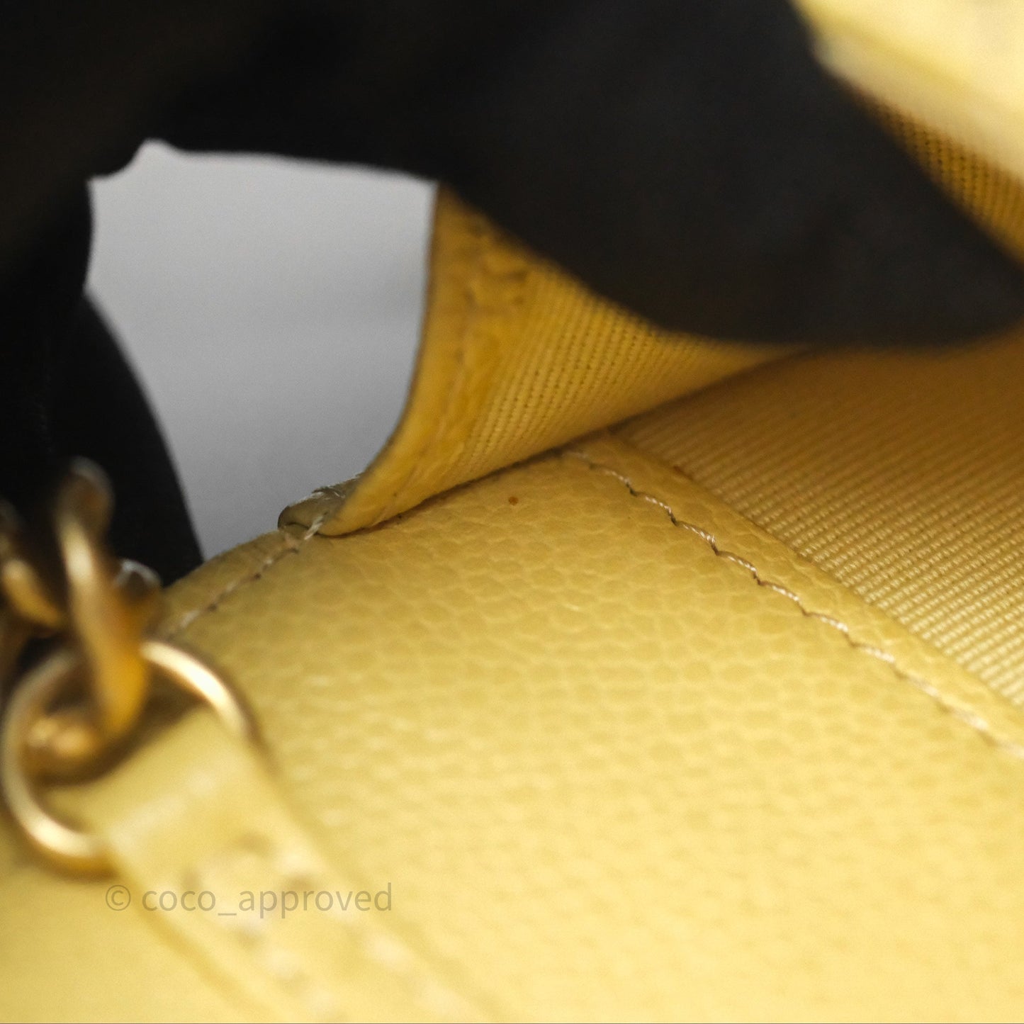 Chanel Mini Clutch With Chain Yellow Caviar Aged Gold Hardware
