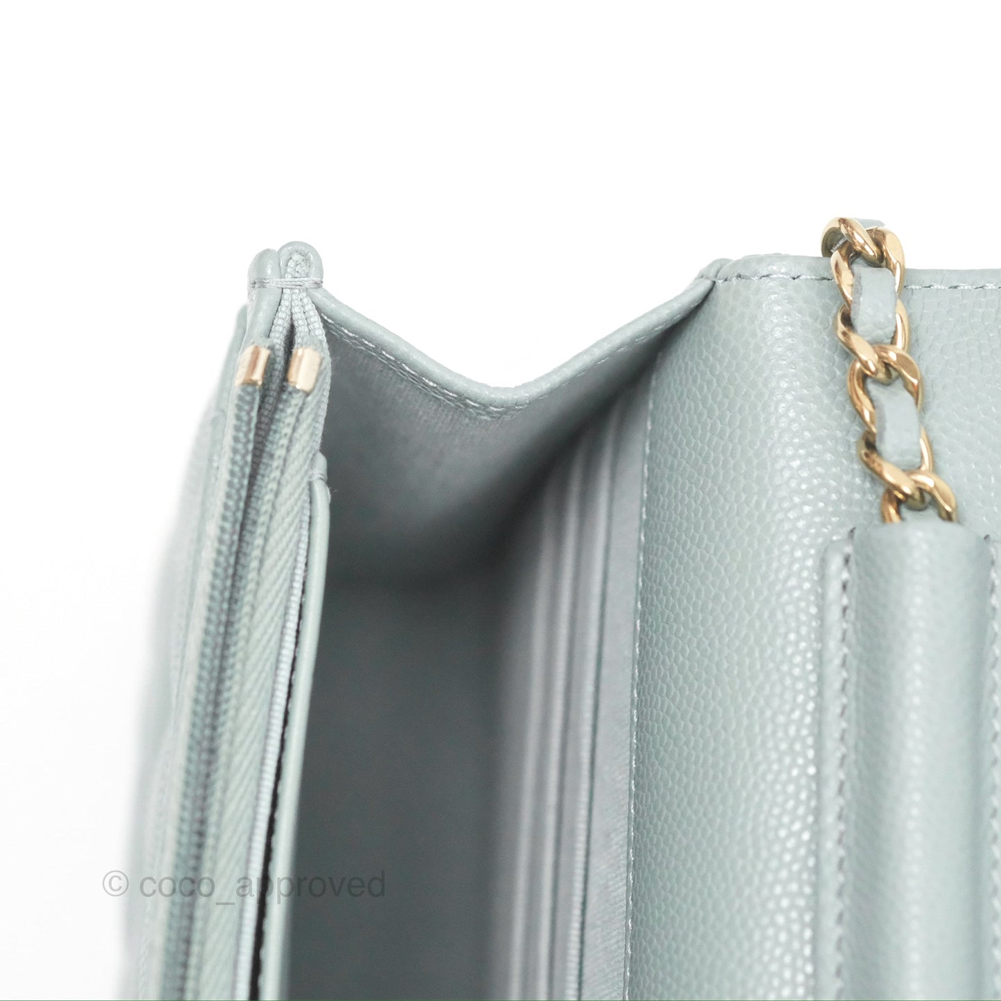 Chanel Quilted Classic Wallet on Chain WOC Green Caviar Silver Hardware