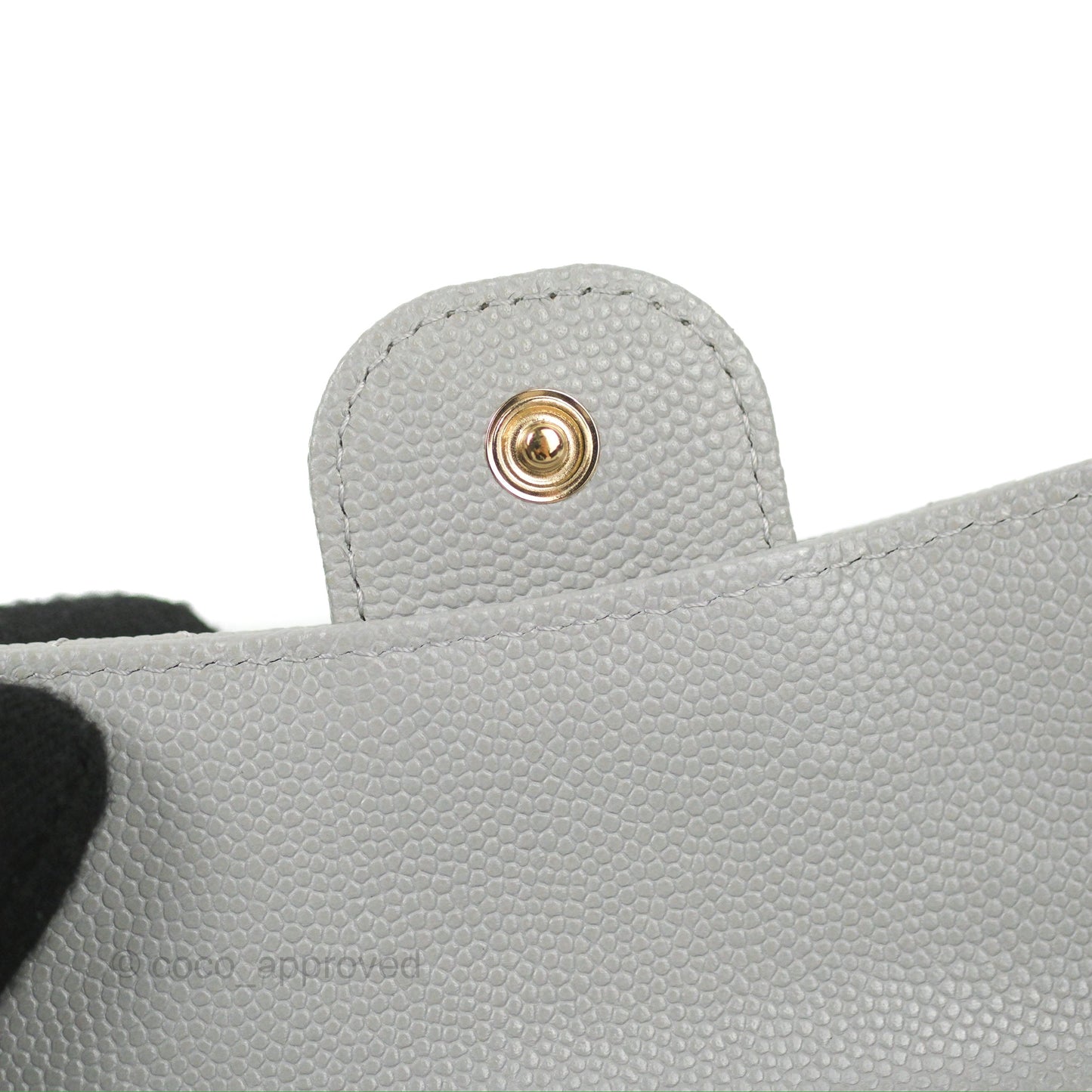 Chanel Quilted Medium Flap Wallet Grey Caviar Gold Hardware