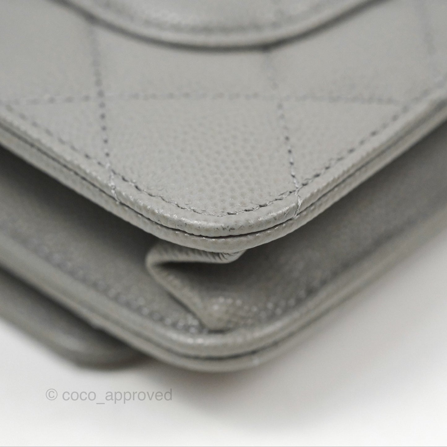 Chanel Quilted Classic Wallet On Chain WOC Grey Caviar Gold Hardware