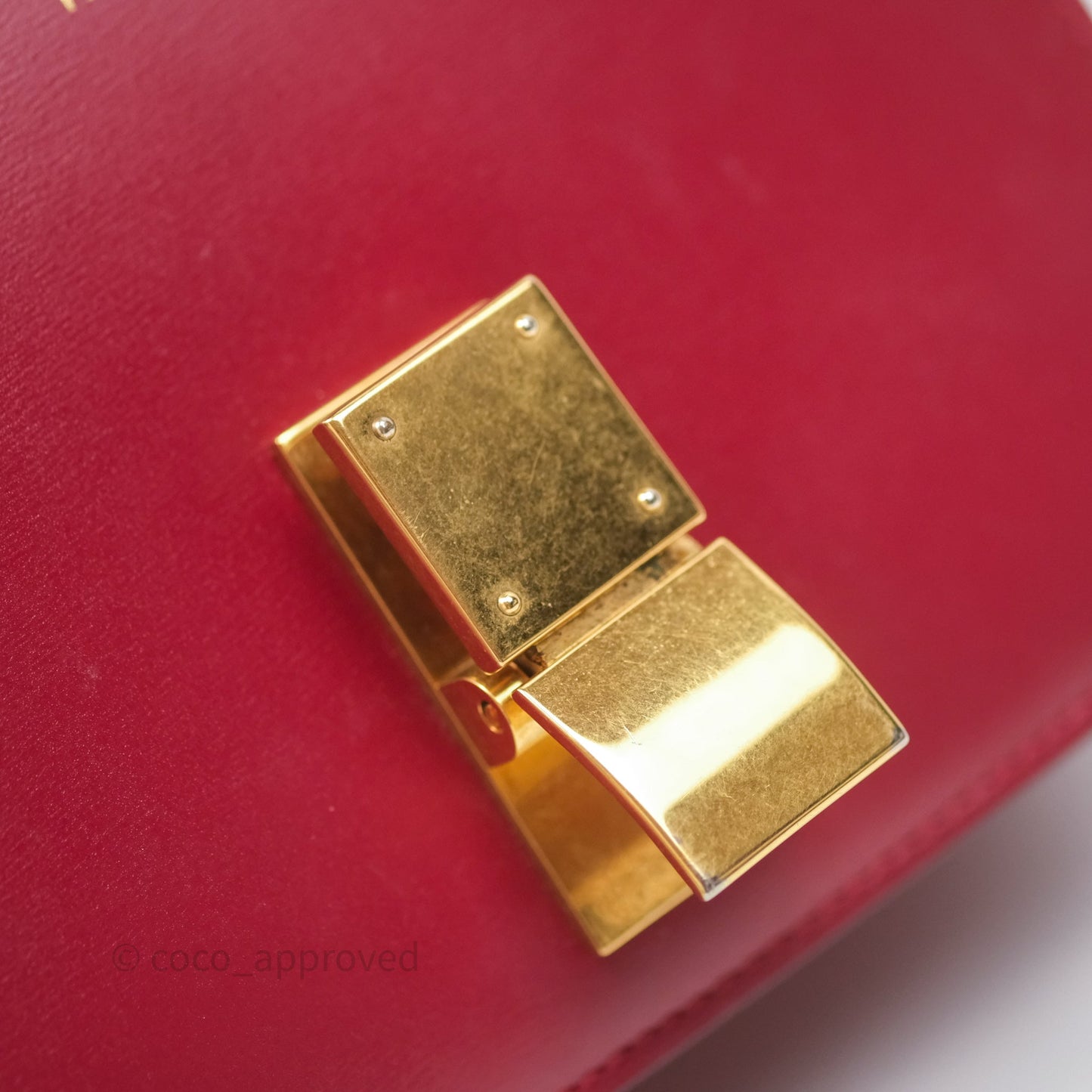 Celine Small Classic Box Flap Red Calfskin