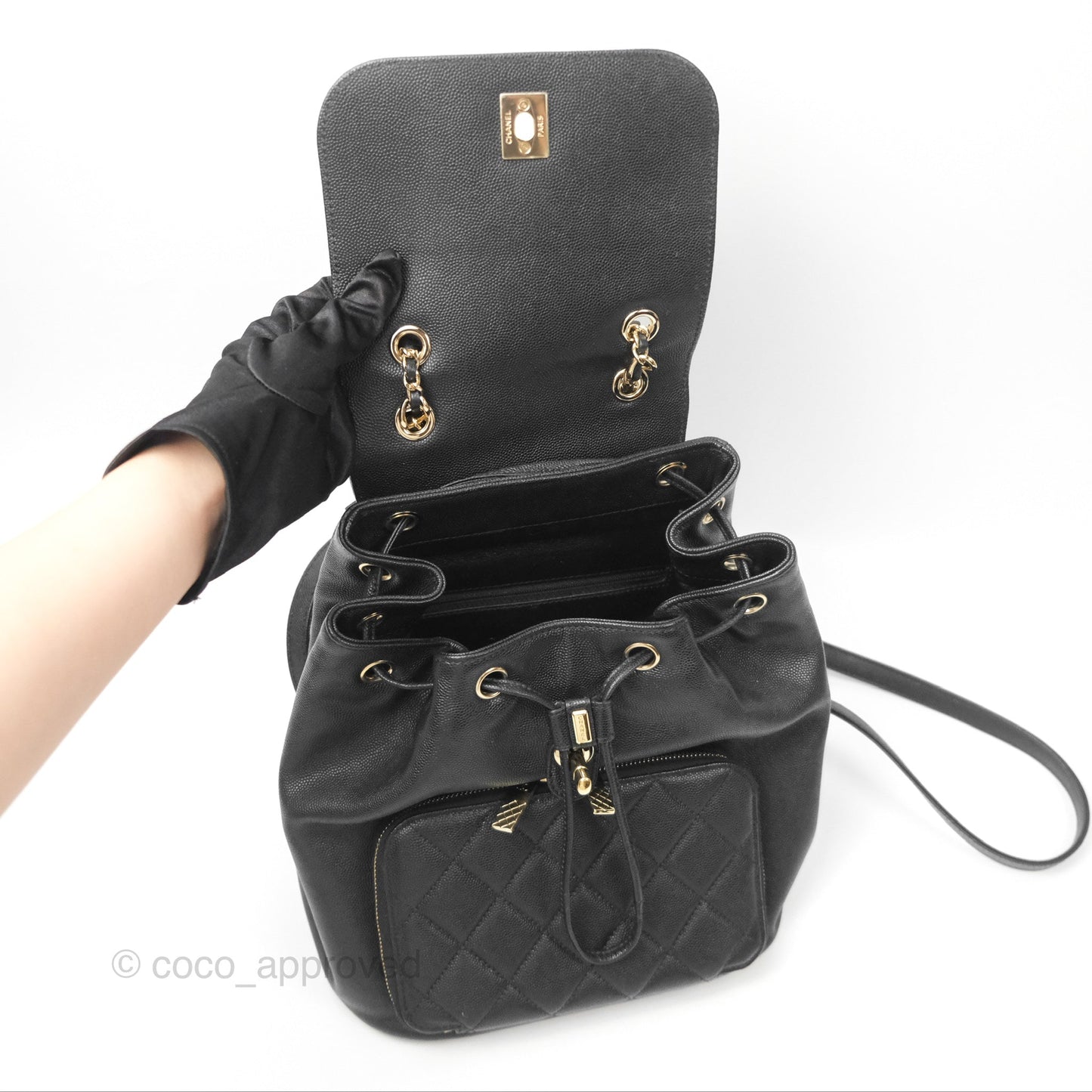 Chanel Quilted Business Affinity Backpack Black Caviar Gold Hardware