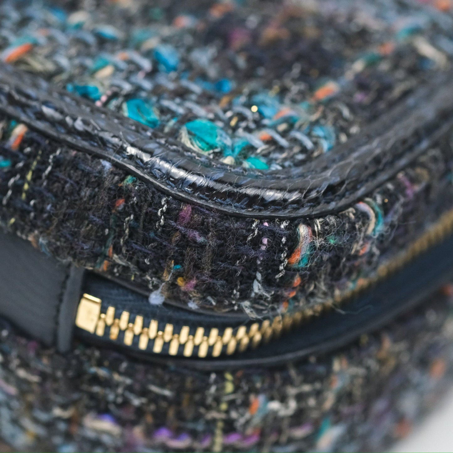Chanel Quilted Medium CC Filigree Vanity Case Navy Tweed Python