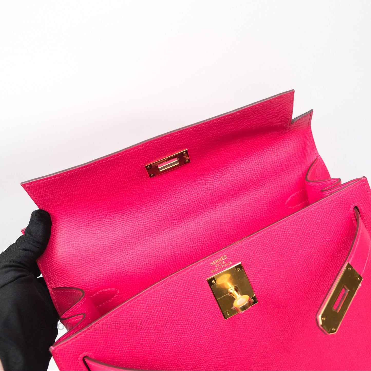 Hermès Kelly 28 Sellier Rose Extreme I6 Epsom Gold Hardware