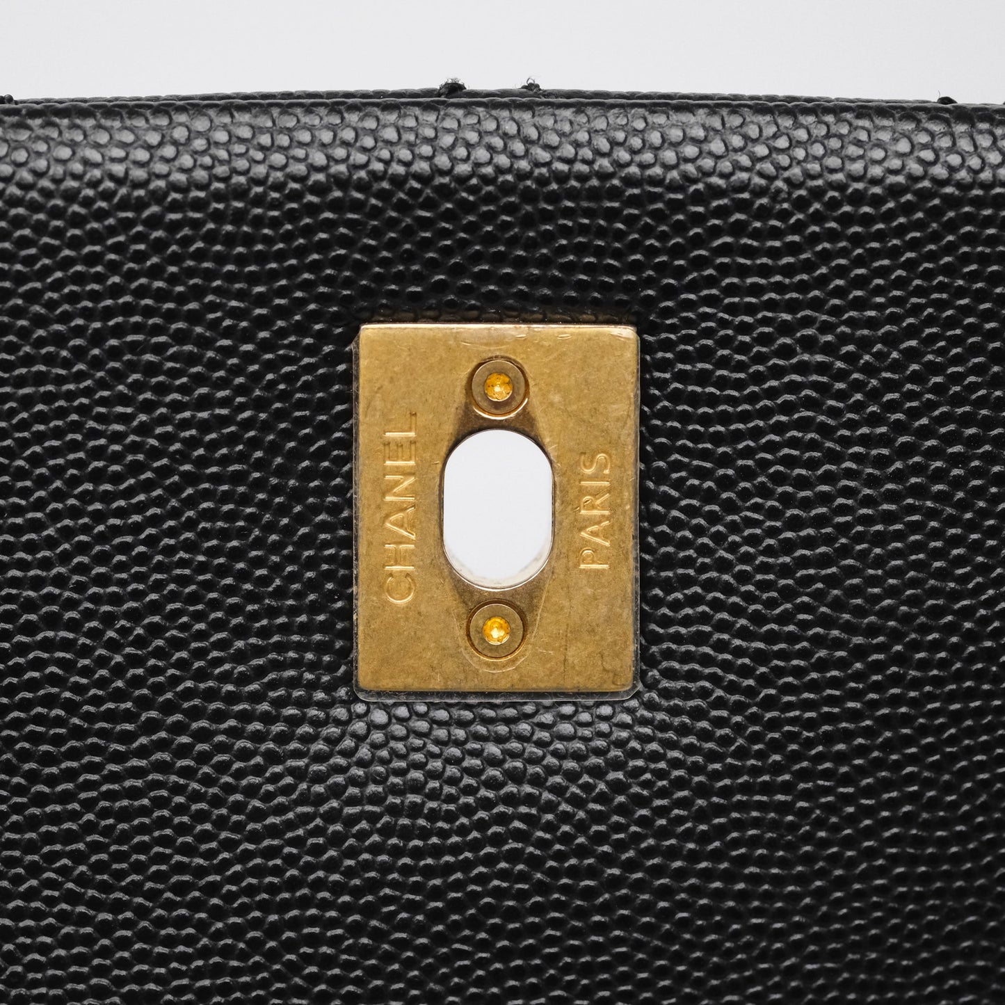 Chanel Medium Coco Handle Quilted Black Caviar Aged Gold Hardware