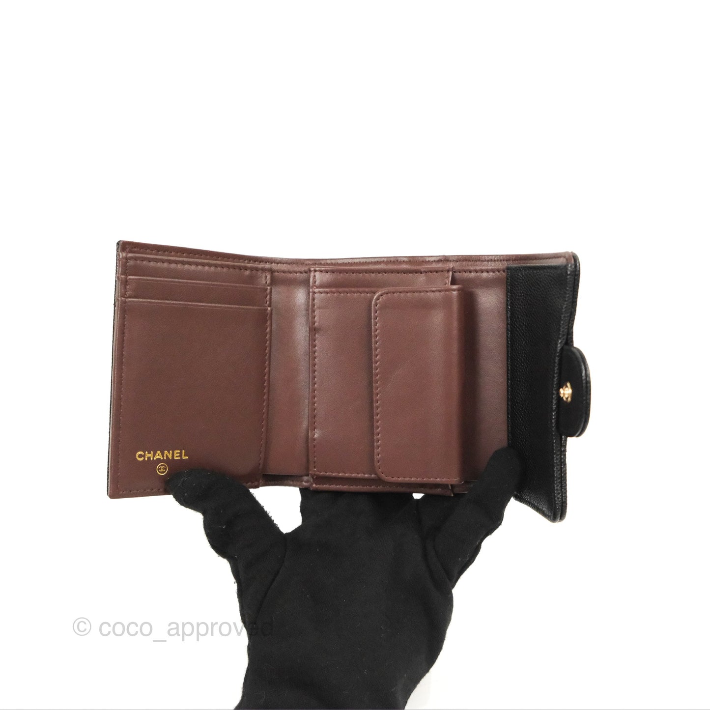 Chanel Classic Short Flap Wallet Black Caviar Gold Hardware