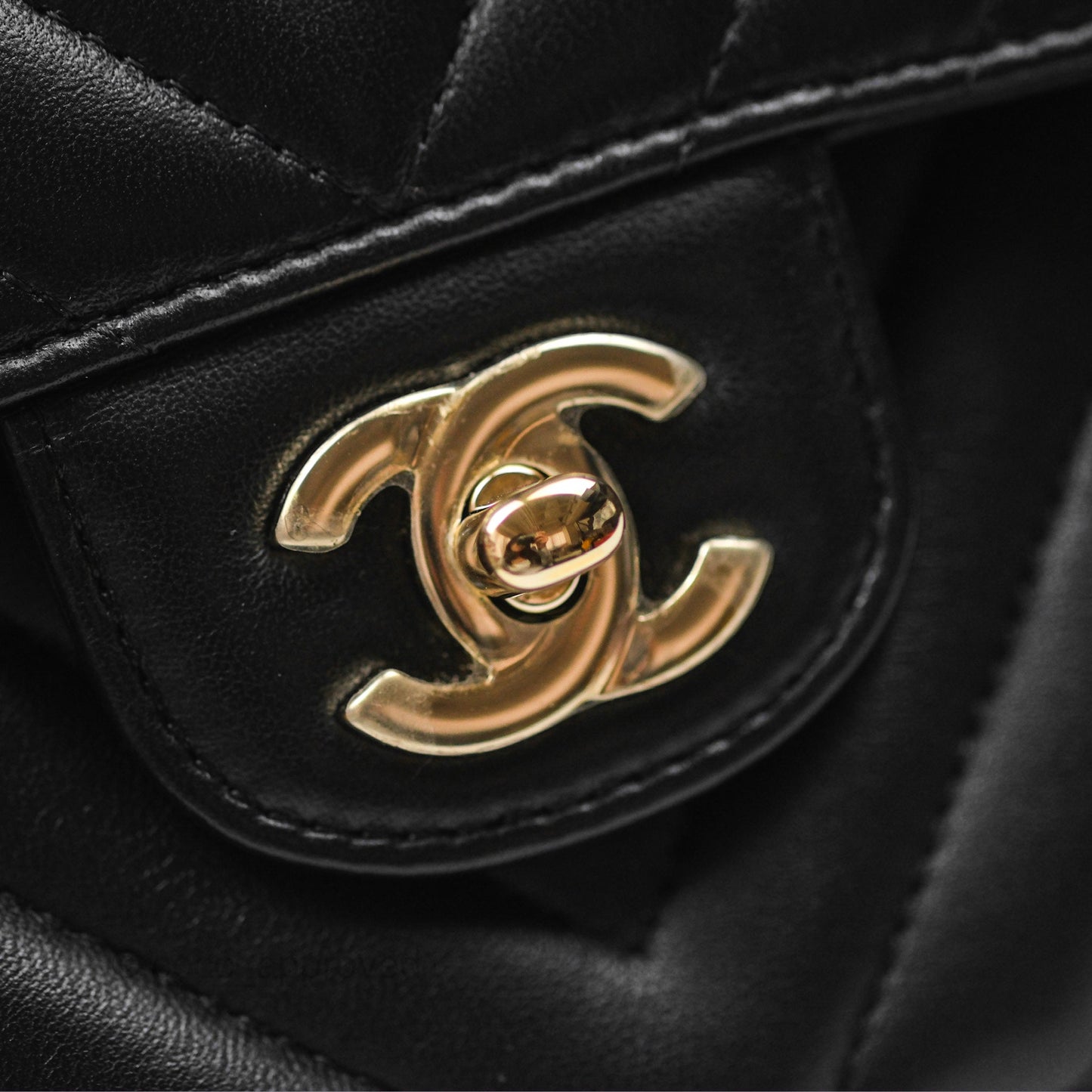 Chanel Small Classic Flap Chevron Black Lambskin Gold Hardware