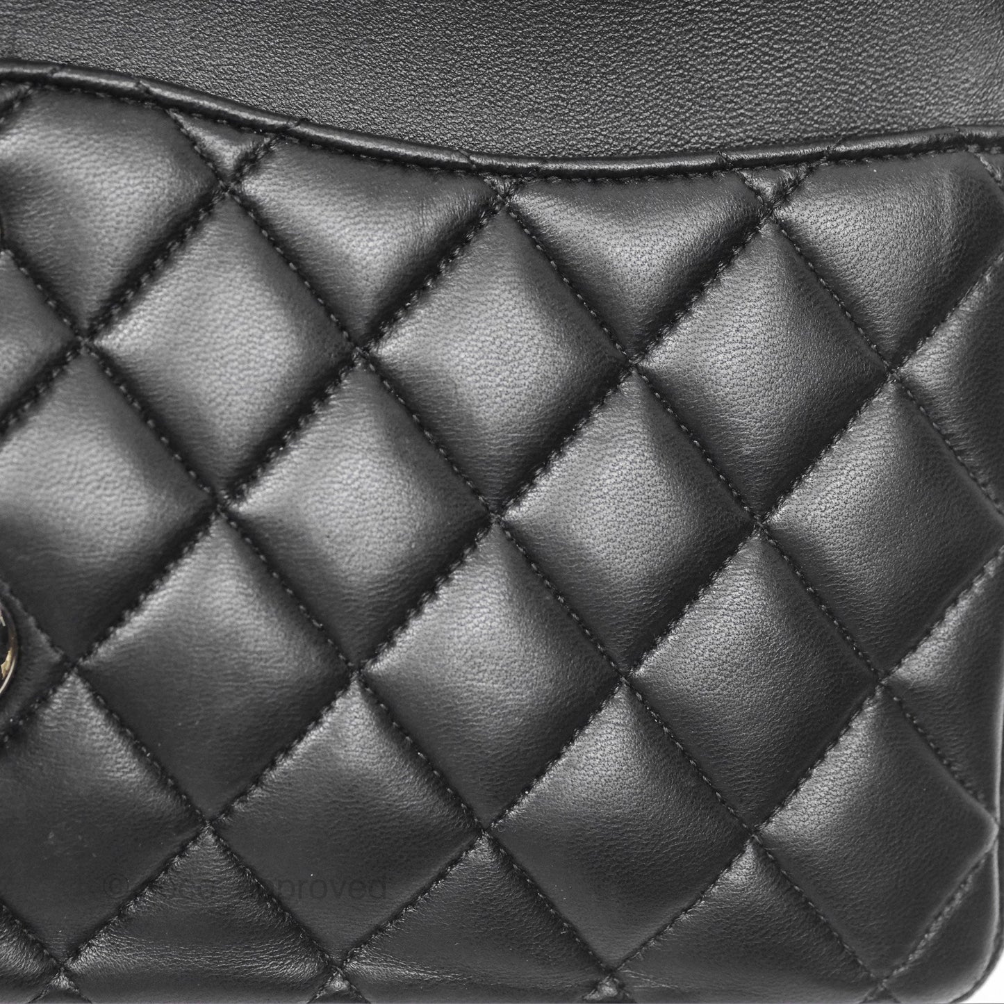 Chanel Classic M/L Medium Flap Quilted Black Lambskin Silver Hardware