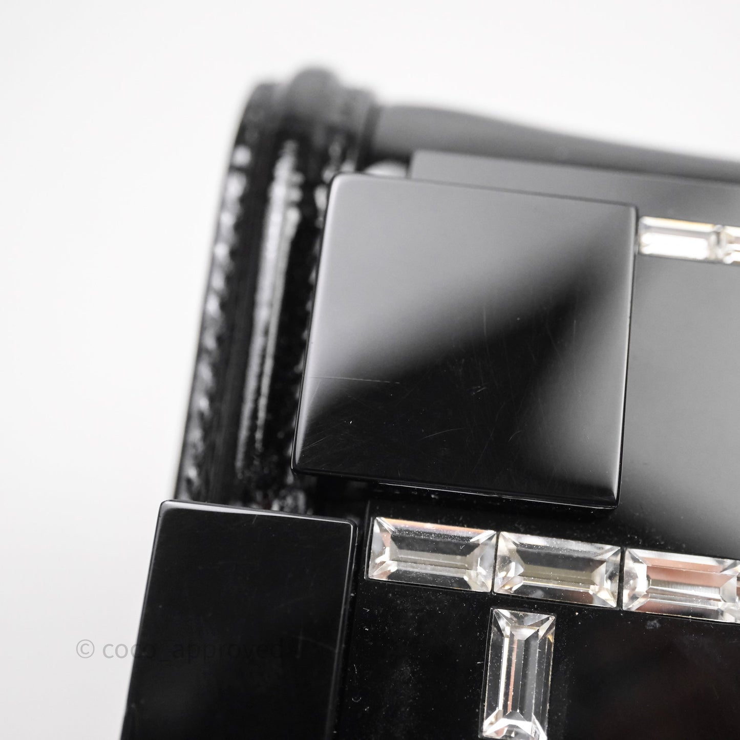 Chanel Crystal Lego Brick Shoulder Bag Black Plexiglass Patent Silver Hardware