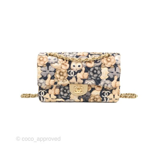 Chanel Cat Emoticon Medium Classic Double Flap Bag Metallic Gold Lambskin Gold Hardware